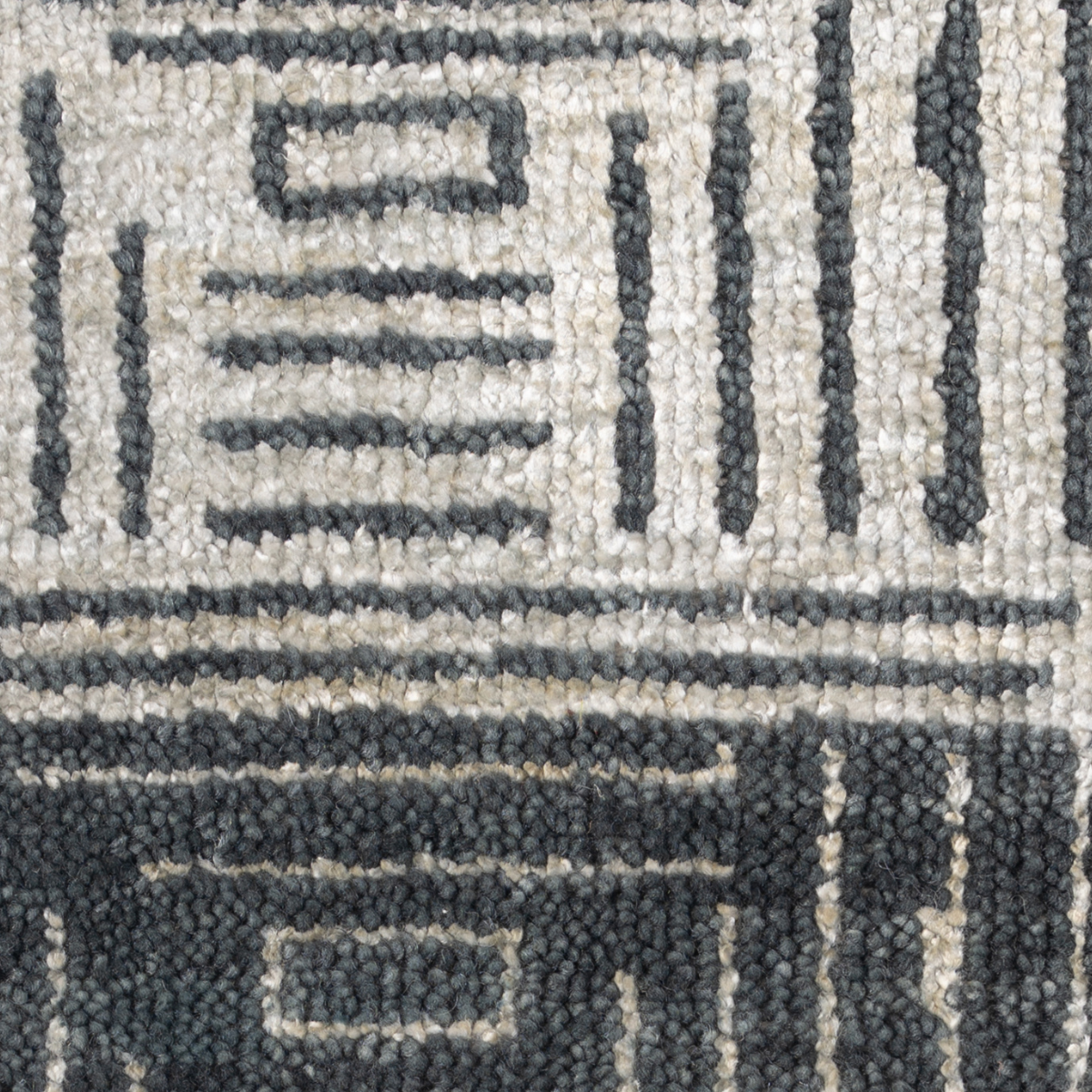 Cipher : Midnight Script close-up showing the bamboo silk weave and geometric motif