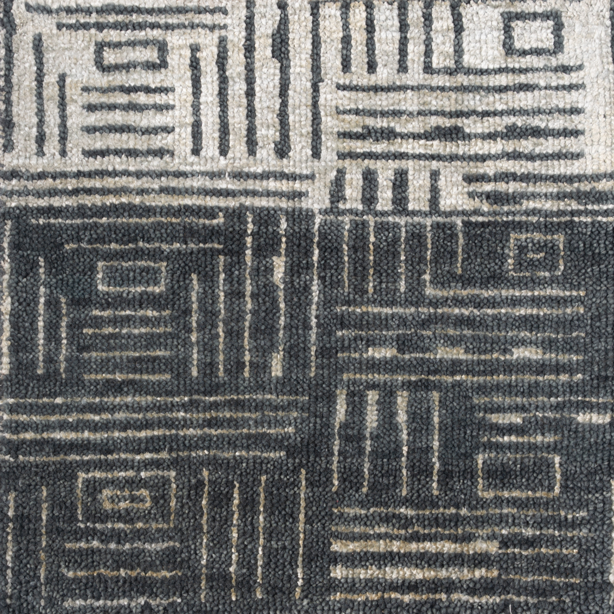 Cipher : Midnight Script bamboo silk rug in blue tones