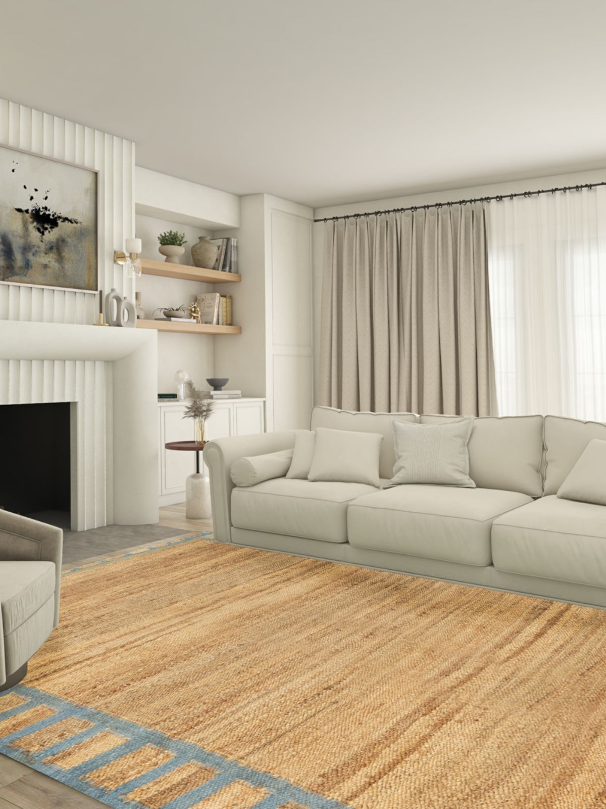Coastal Blue Blockade Jute Rug - additional product view showing the jute rug