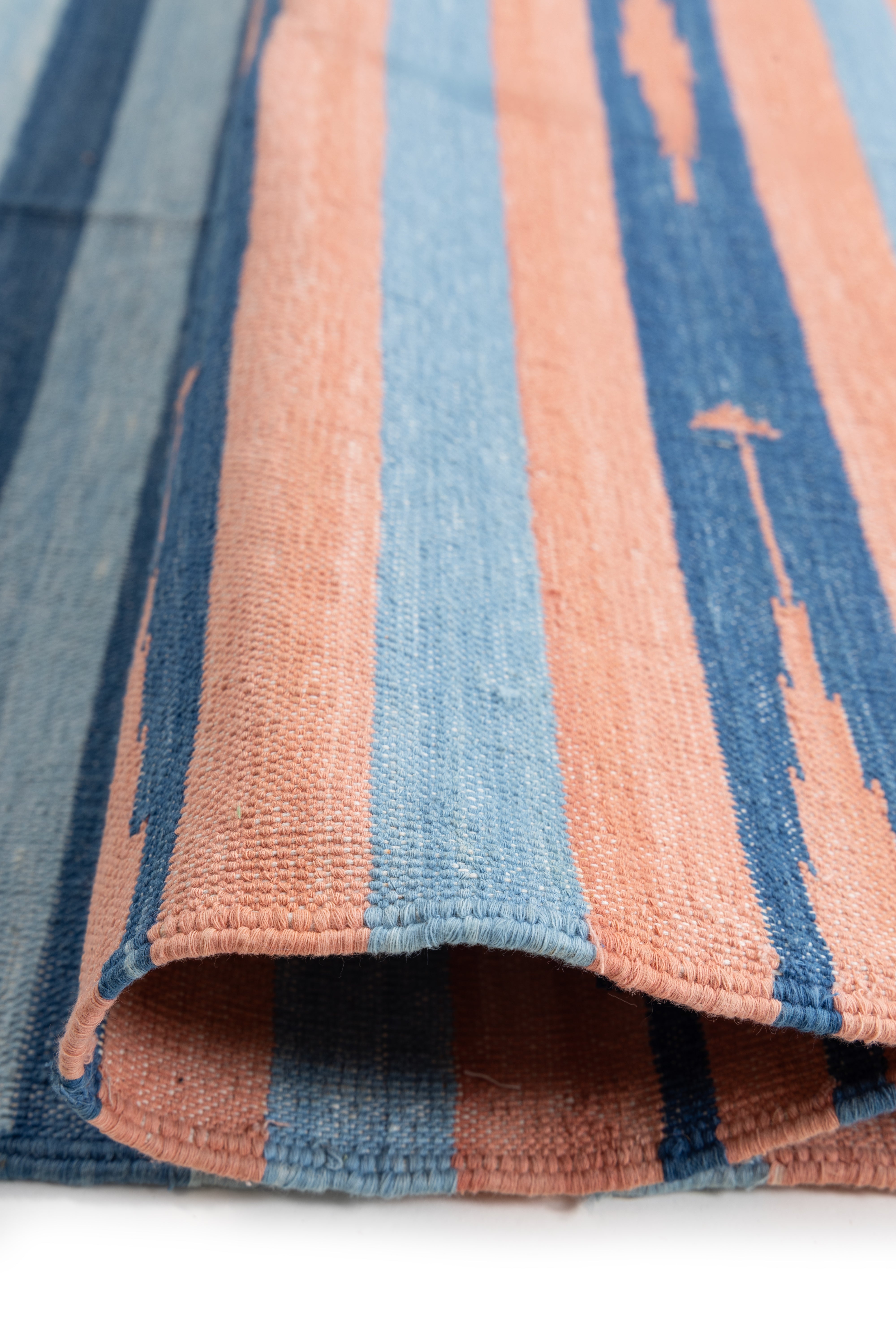 Coastal Dusk Stripe Dhurrie Rug - additional product view showing the cotton rug