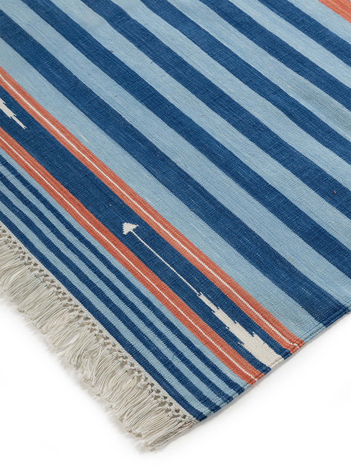 Coastal Stride Rug close-up showing the cotton weave and striped pattern