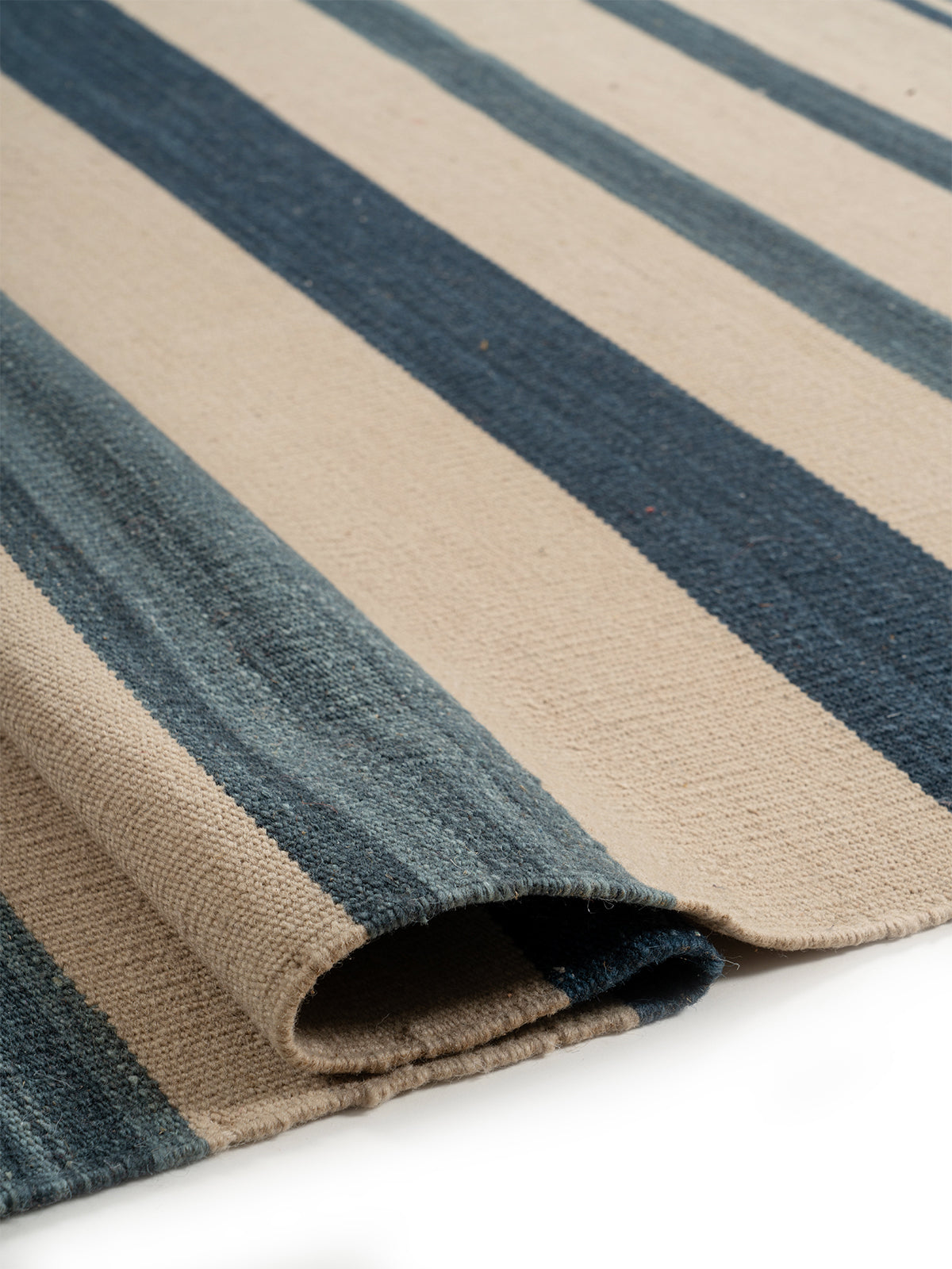 Coastal Stripe Flatweave Rug - texture detail showing wool surface