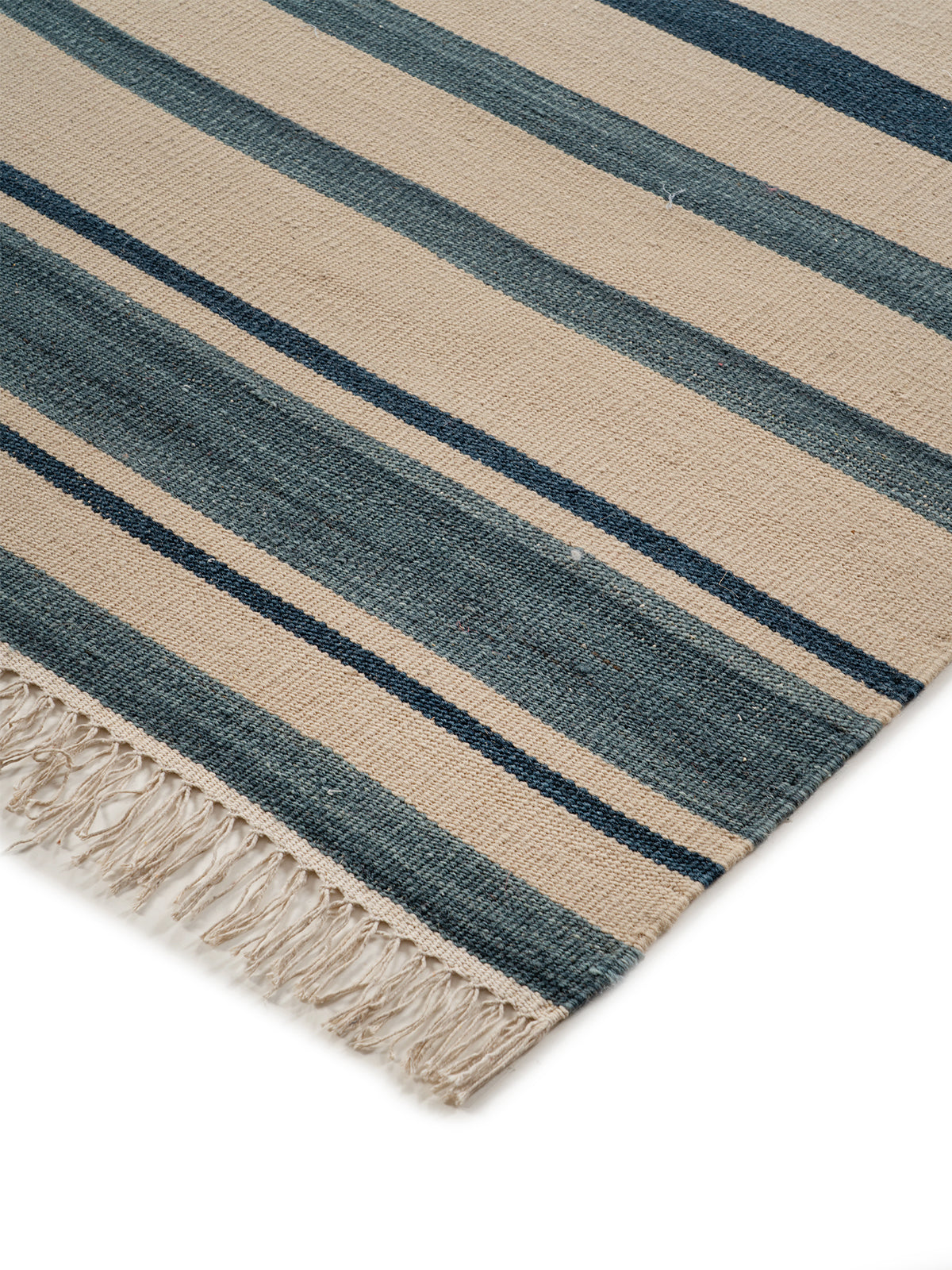 Coastal Stripe Flatweave Rug close-up showing the wool weave and striped pattern