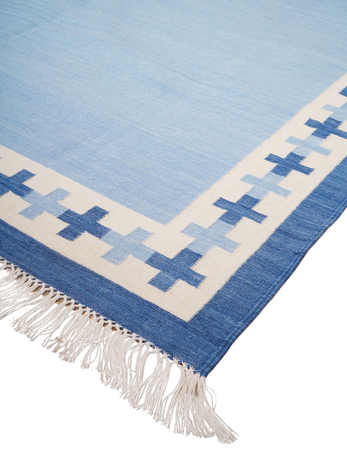 Cobalt Comfort Flatweave Rug-Blue close-up showing the cotton weave and surface texture
