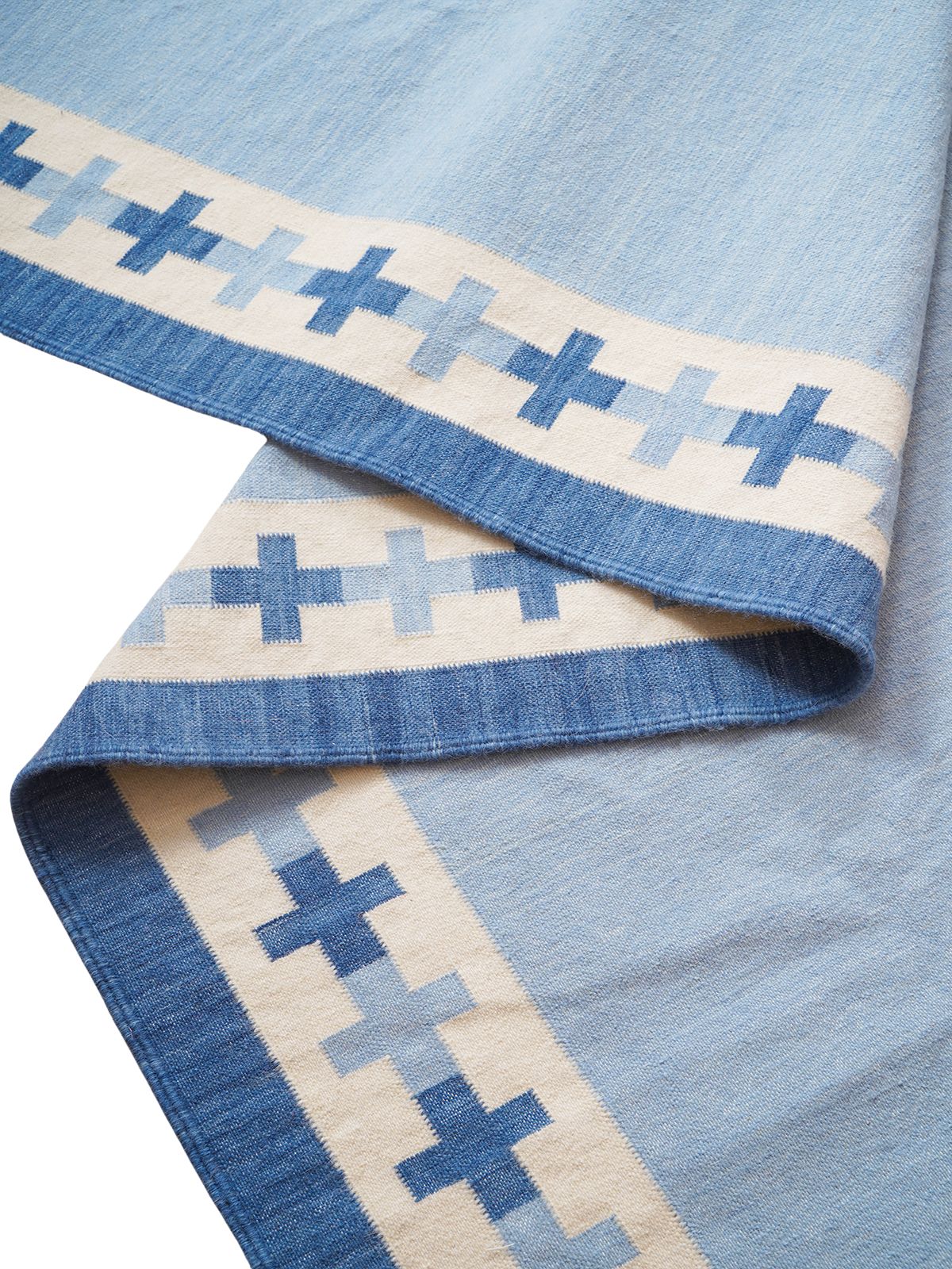 Cobalt Comfort Flatweave Rug-Blue detail showing the textured cotton surface and finishing