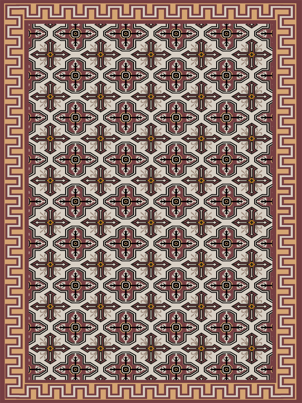Crimson Cross Heritage wool rug in red tones