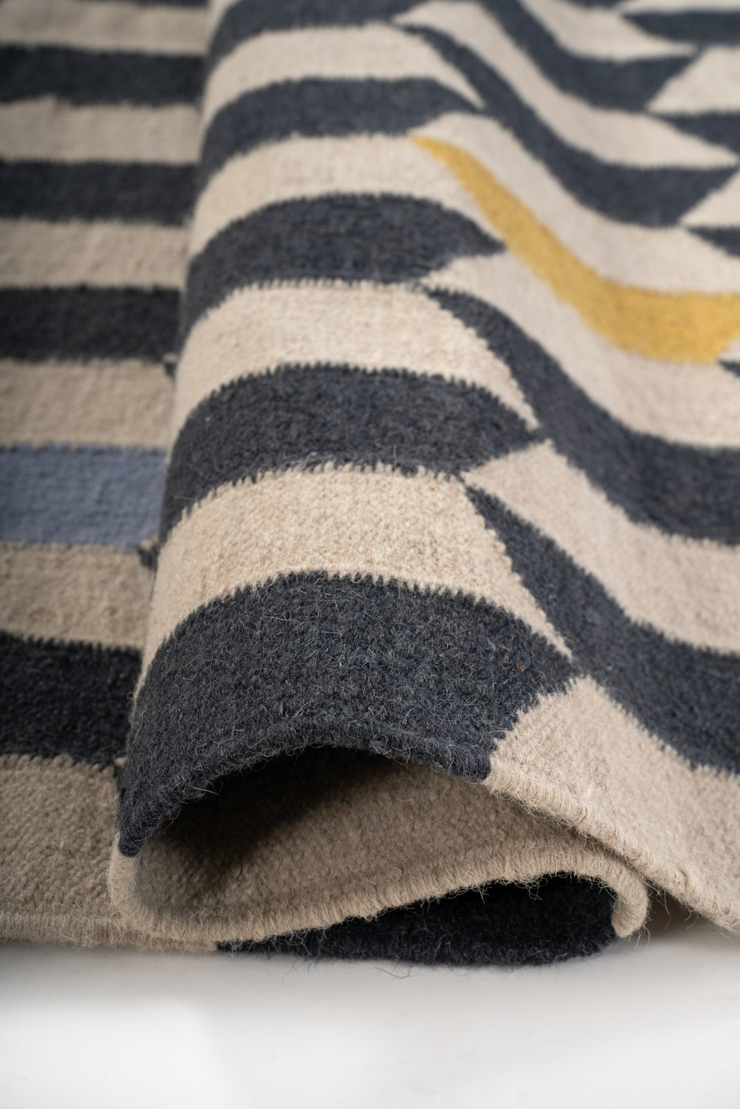 Cubist Reverie Flatweave Rug - texture detail showing cotton surface