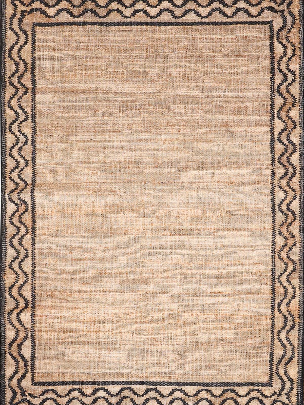 Dark Crest Double Wave Rug jute rug in black tones