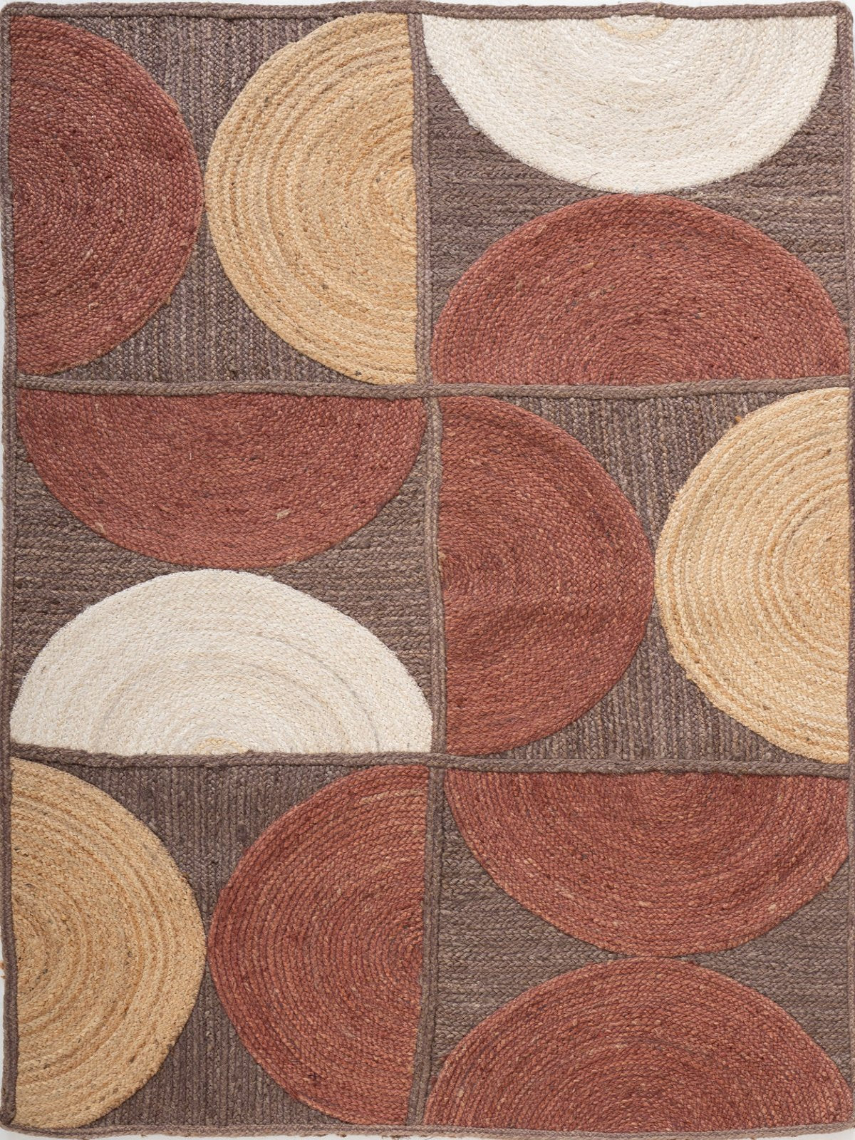 Dowa Geometric Braided Rug cotton rug in multicoloured tones