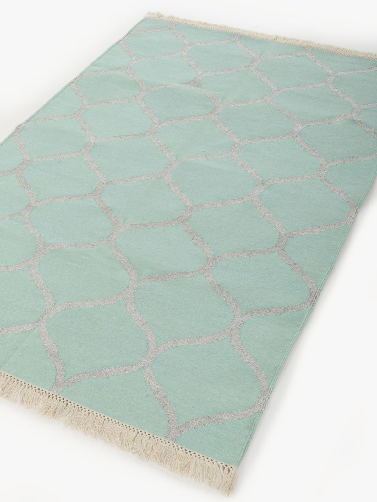 Dream Ogee Rug-Teal - additional product view showing the wool rug