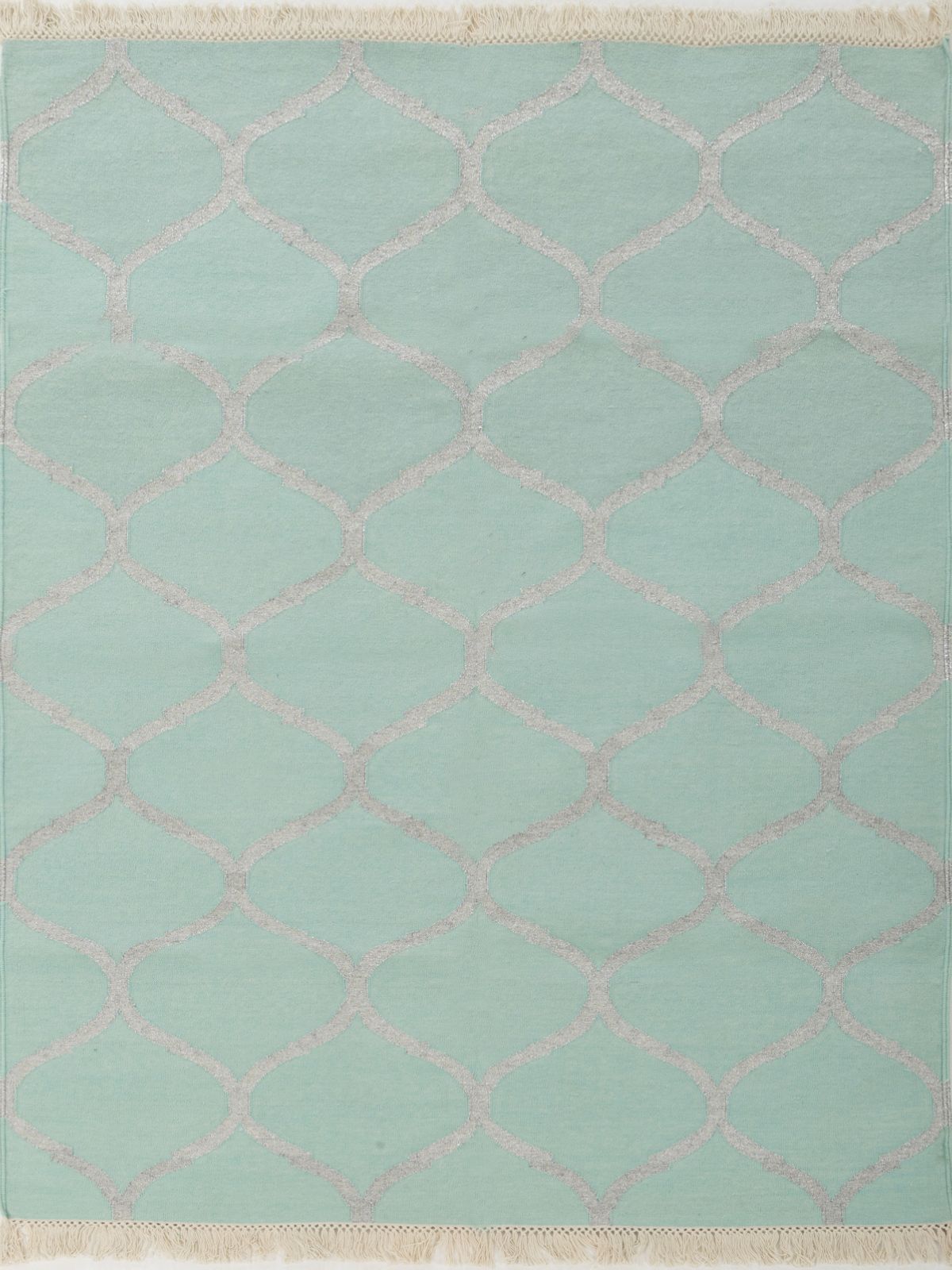 Dream Ogee Rug-Teal wool rug in grey tones