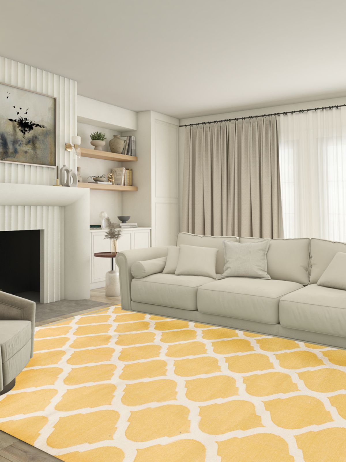 Dream Ogee Rug-Yellow - additional product view showing the wool rug