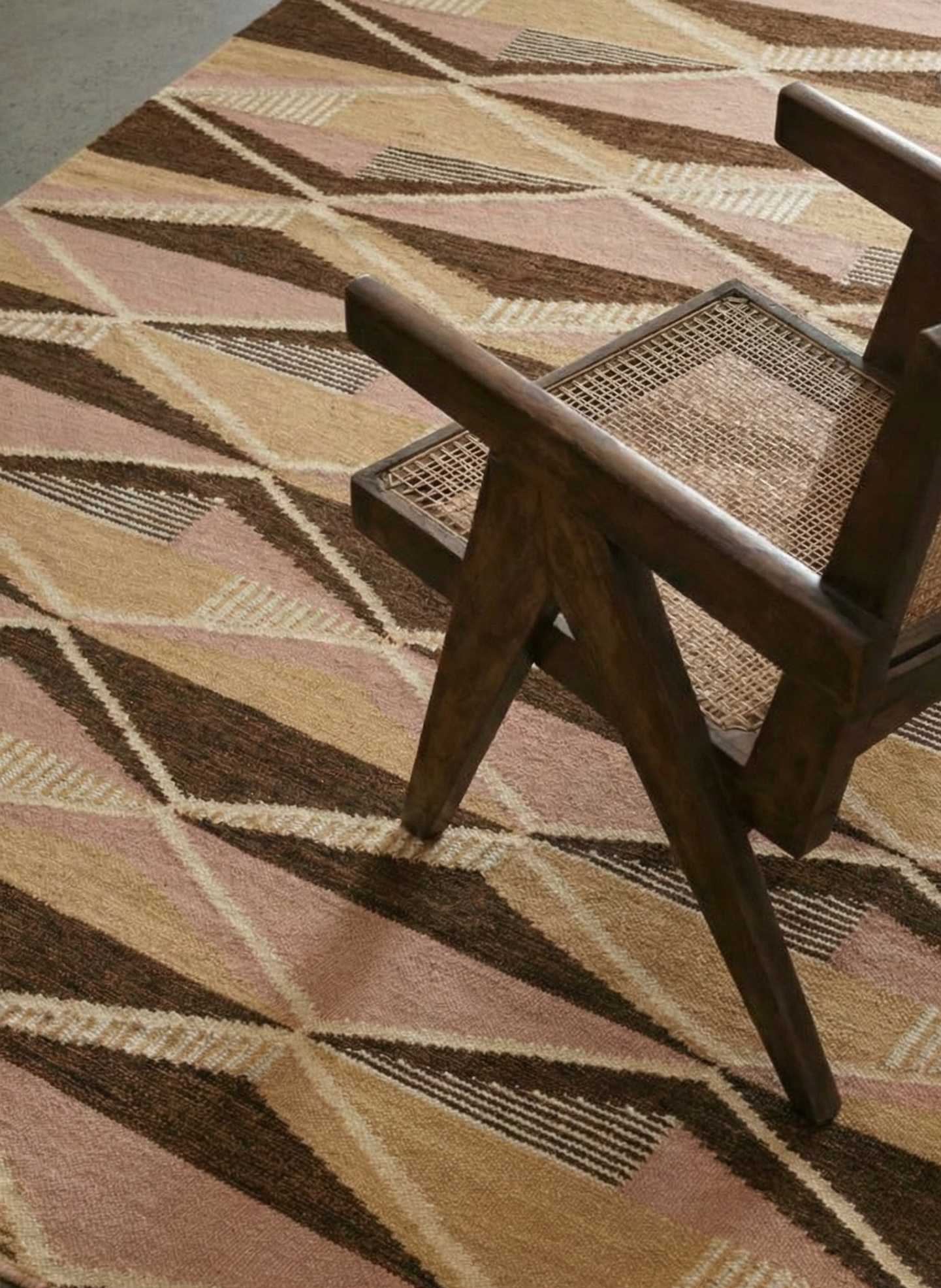 Dune Mirage Wool Rug wool rug styled in a living room interior