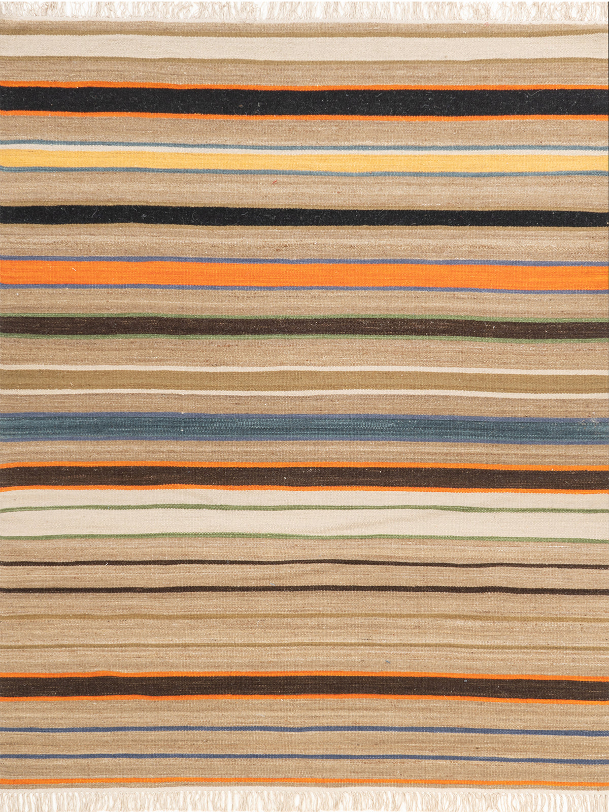 Earth Tone Stripe Flatweave Rug wool rug in brown tones