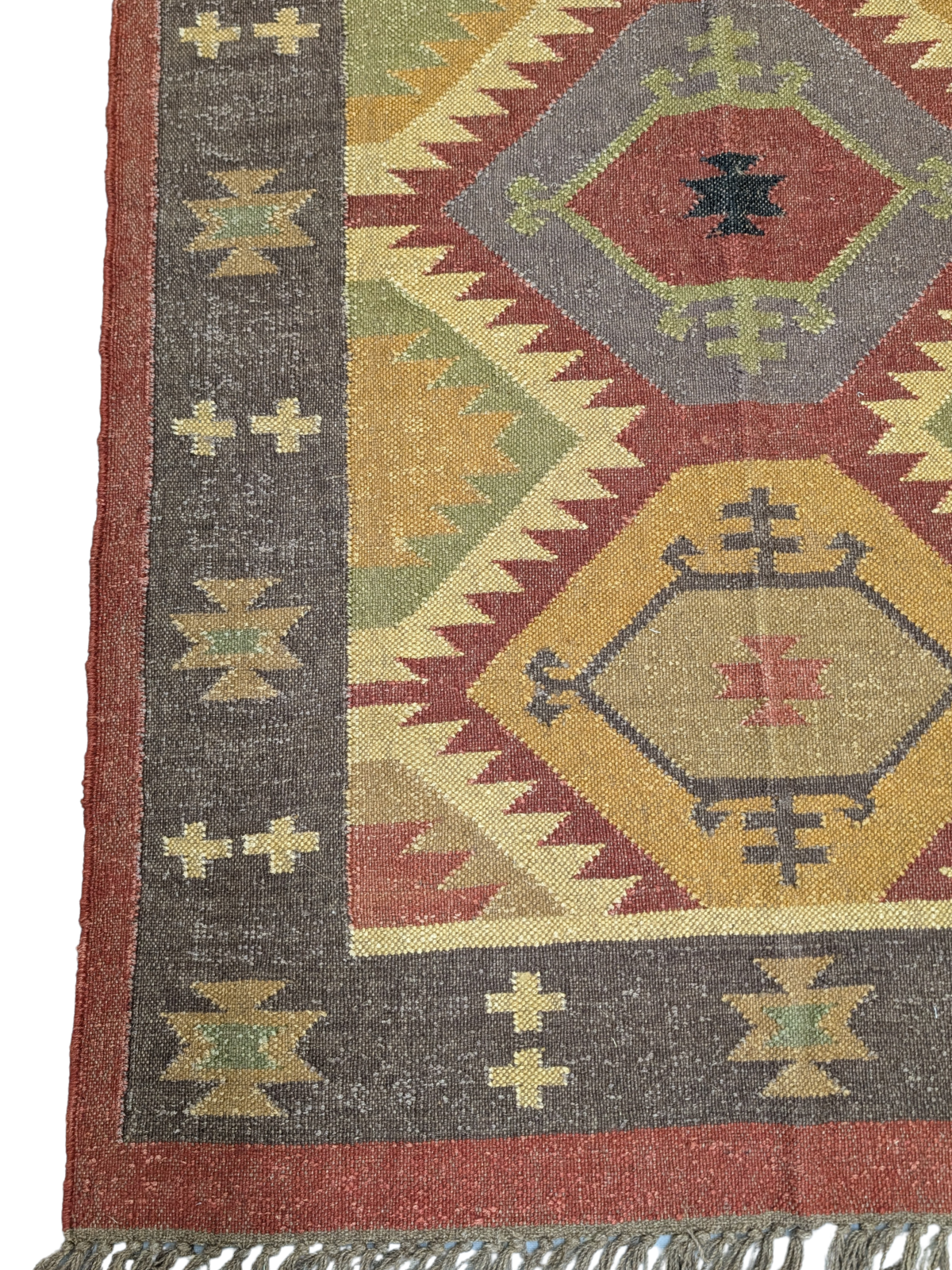 Earthbound Echo Kilim detail of the geometric pattern in cotton