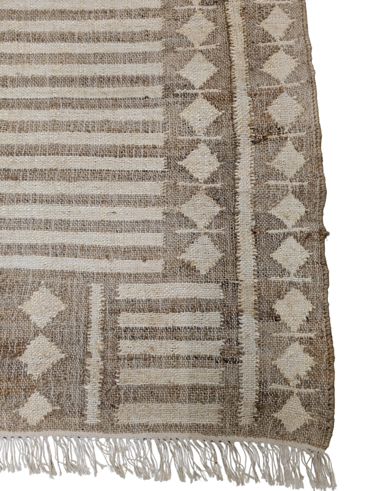 Earthen Echoes detail showing the textured cotton surface and finishing