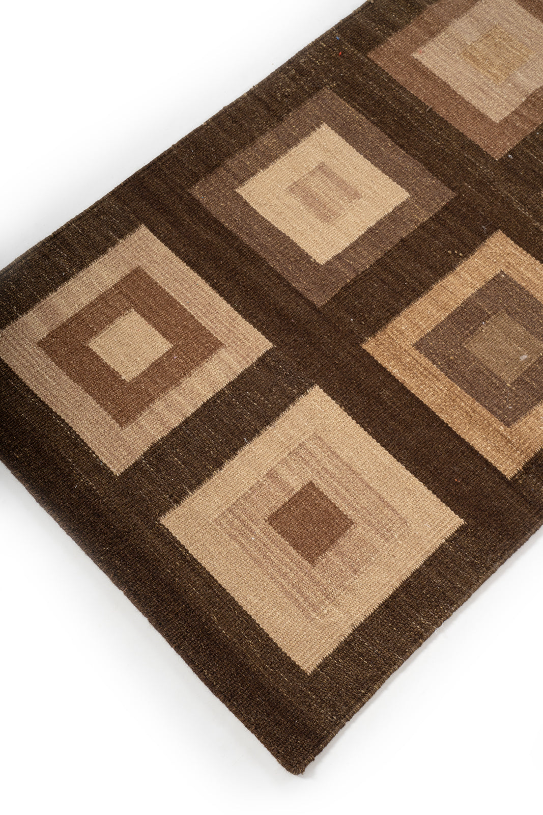 Earthy Geometric Wool Runner close-up showing the wool weave and geometric surface