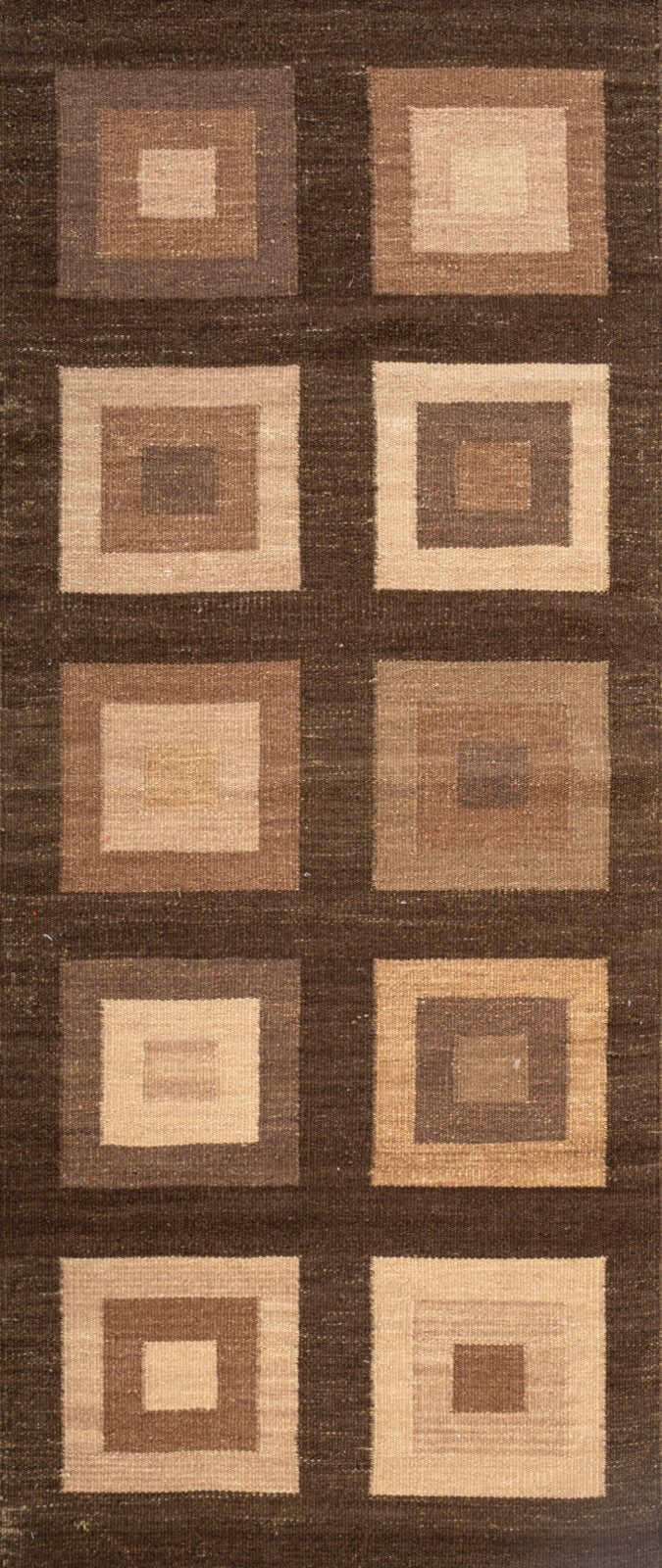 Earthy Geometric Wool Runner in wool
