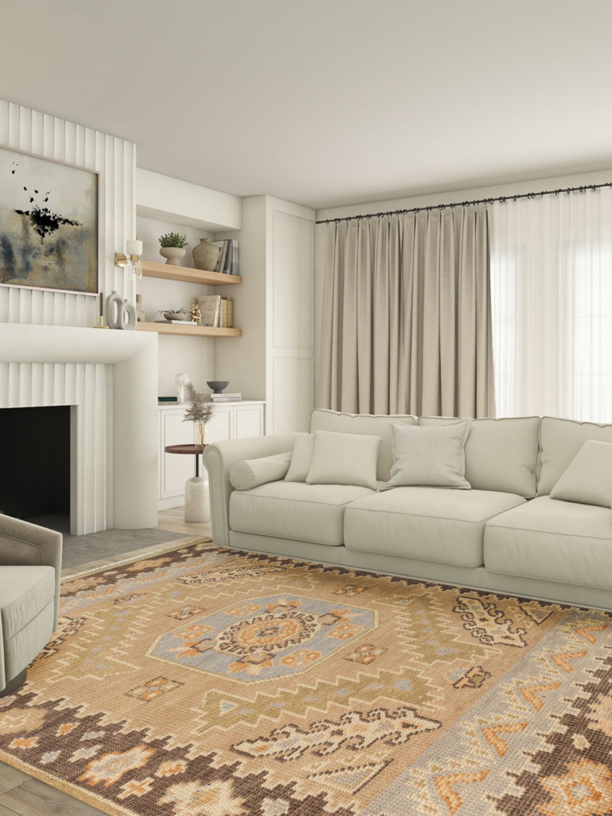 Earthy Mirage Oushak Rug - additional product view showing the wool rug