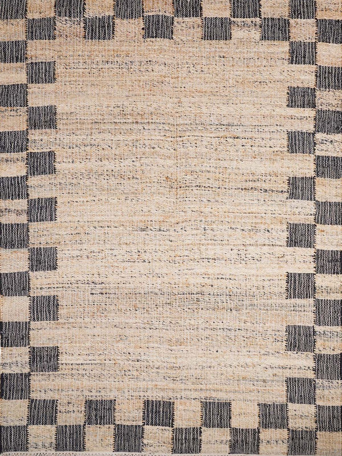 Ebony Checkered Jute Rug jute rug in grey tones