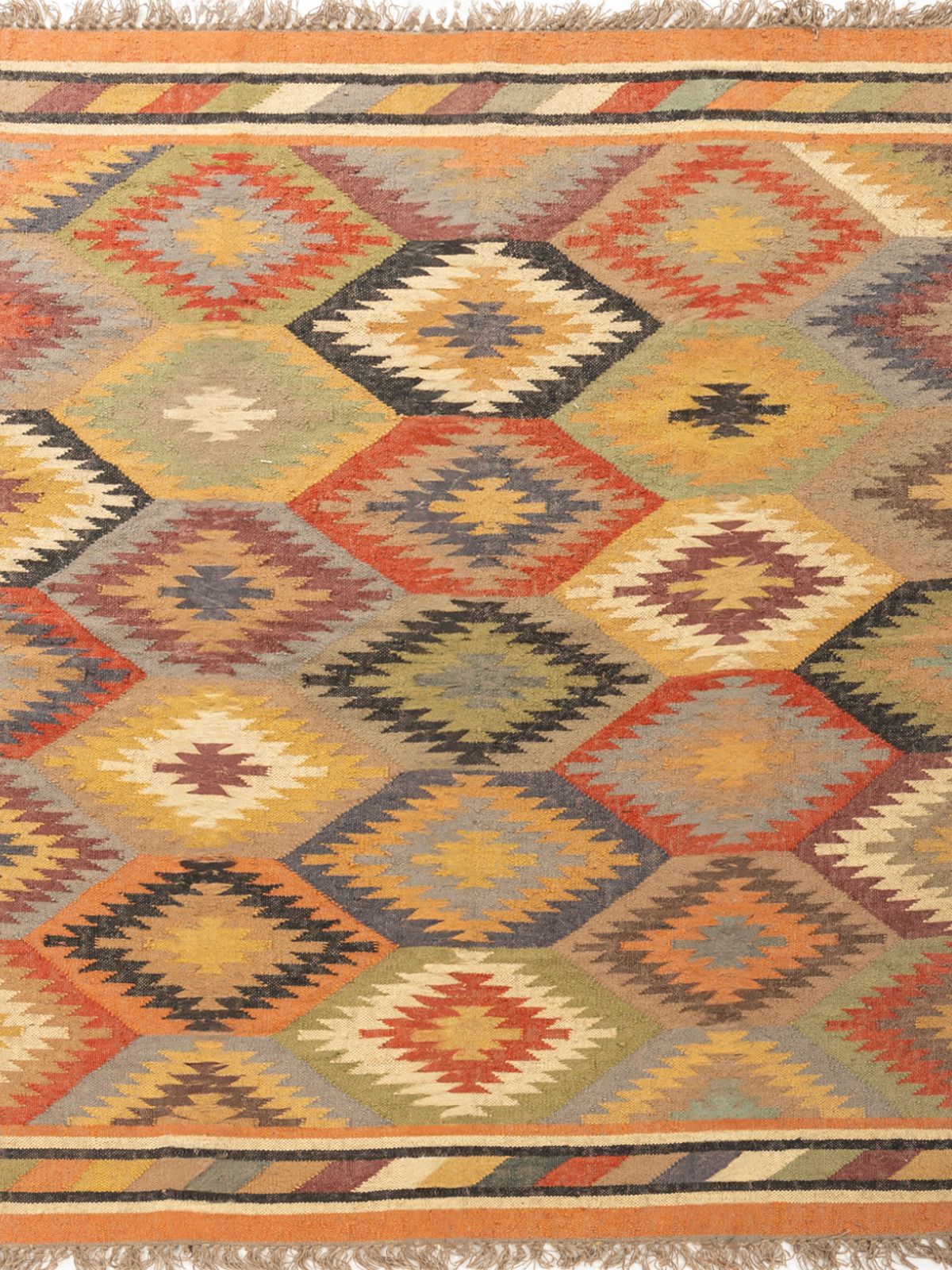 Eclectic Essence Kilim Rug cotton rug in multicoloured tones