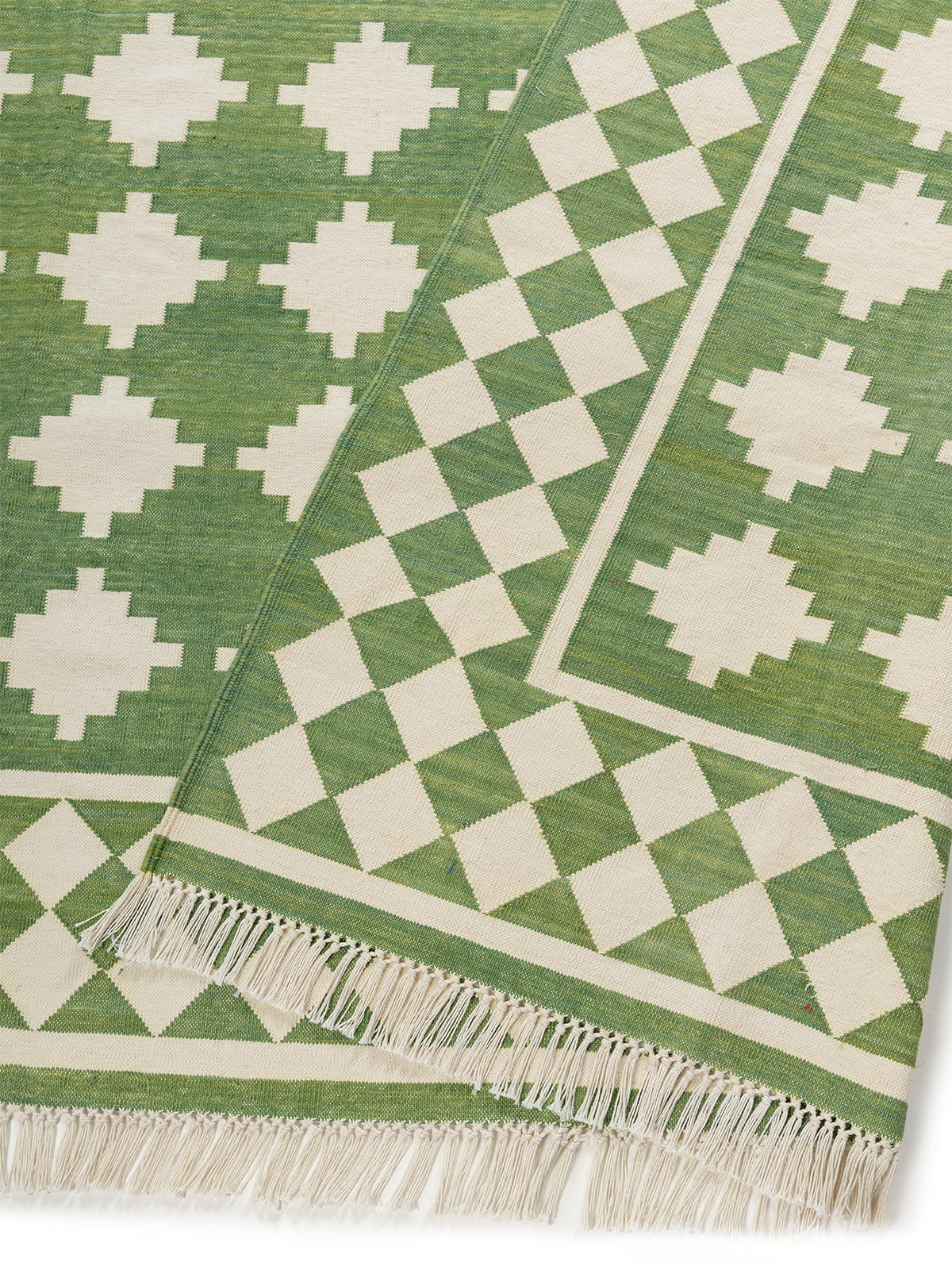 Emerald Echo detail of the geometric pattern in cotton