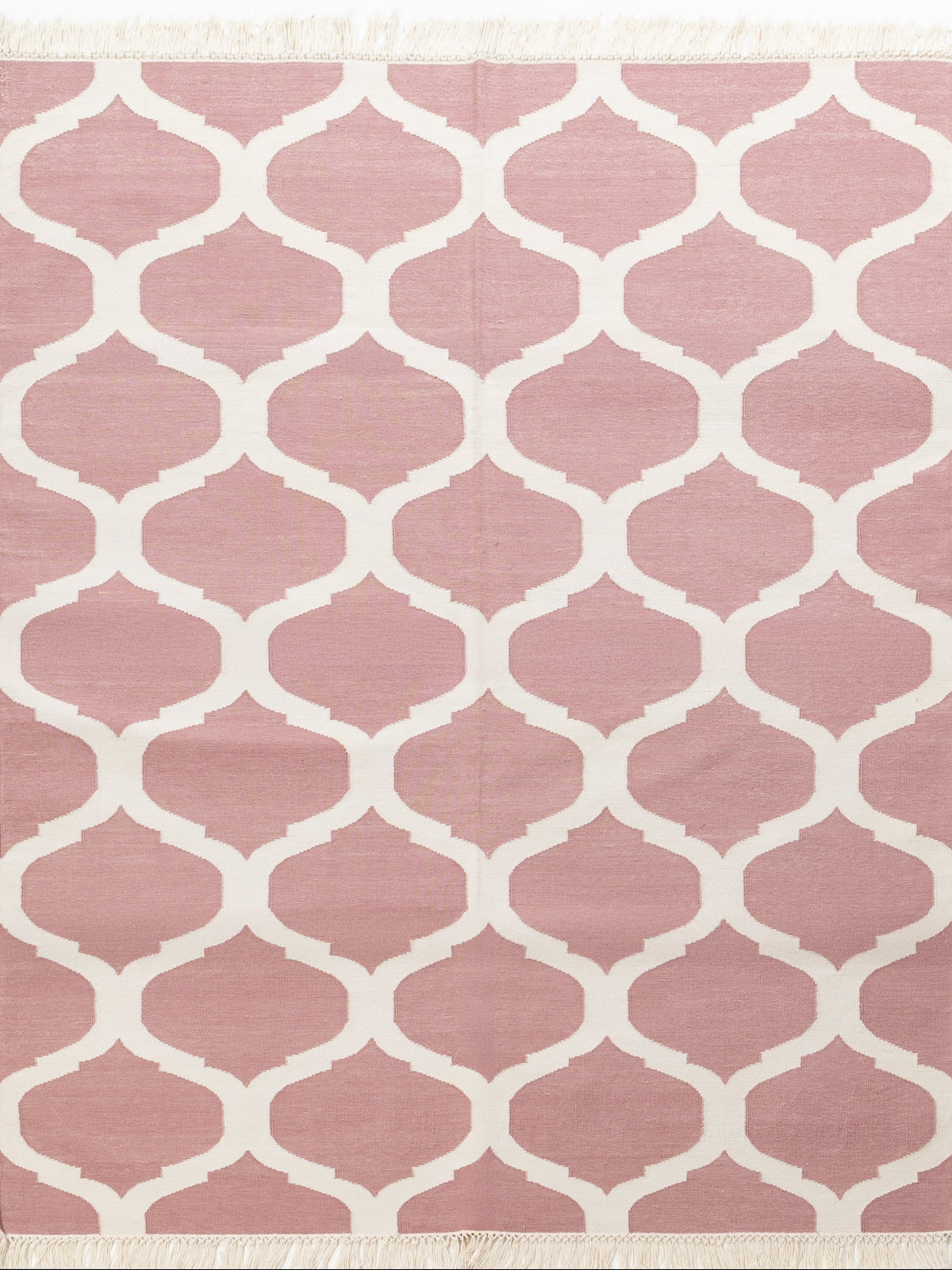 Enchantment cotton Flatweave Rug-Pink cotton rug in pink tones, overhead view