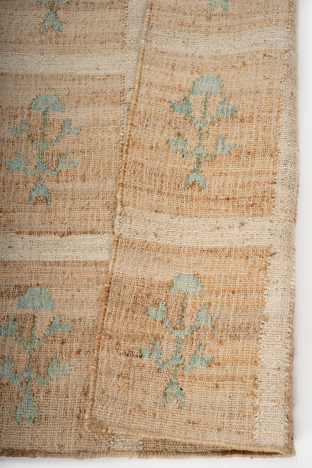 Forest Grid Jute Rug detail of the geometric pattern in jute