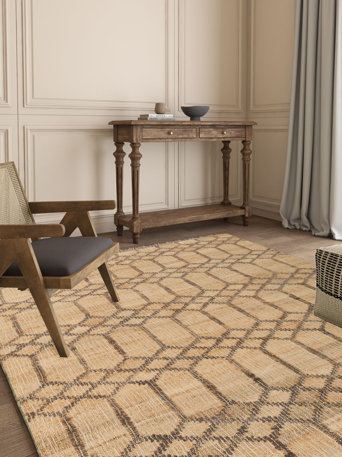 GeoCraft cotton Jute Rug cotton-jute rug styled in a living room interior