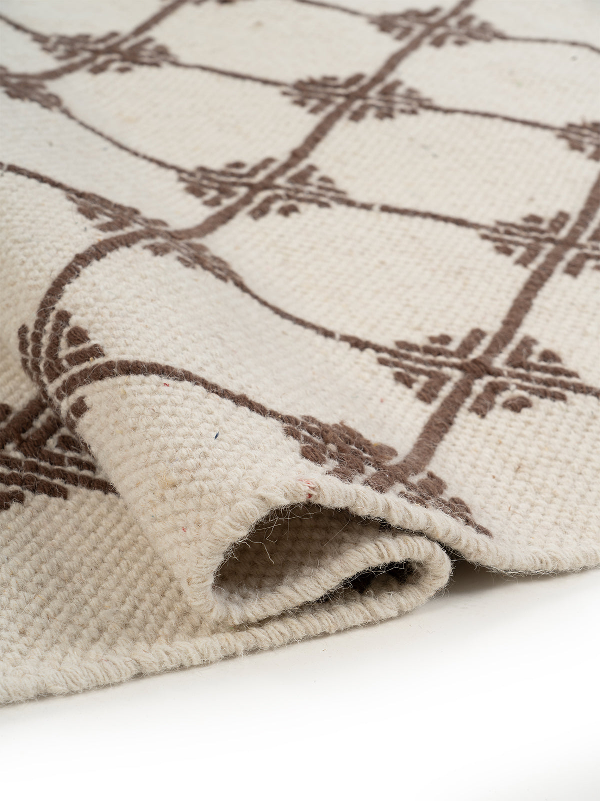 Geometric Trellis Wool Rug - additional product view showing the wool rug
