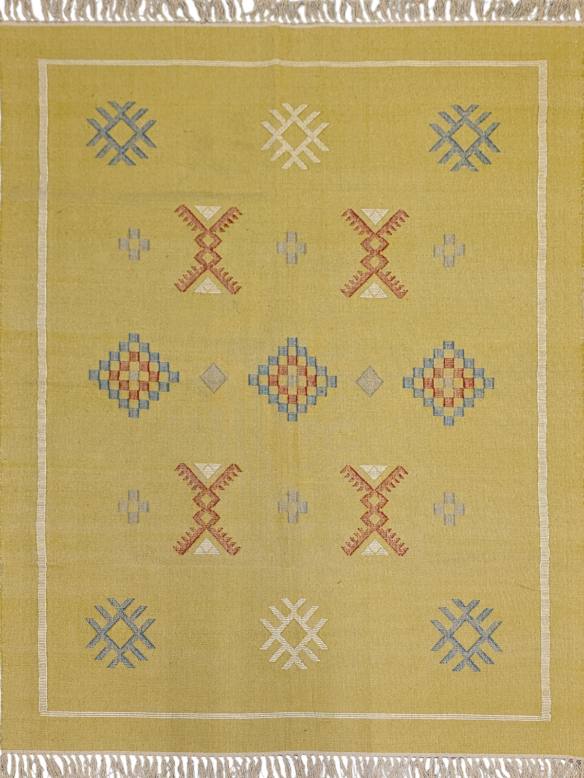 Golden Dunes Flatweave cotton rug in yellow tones