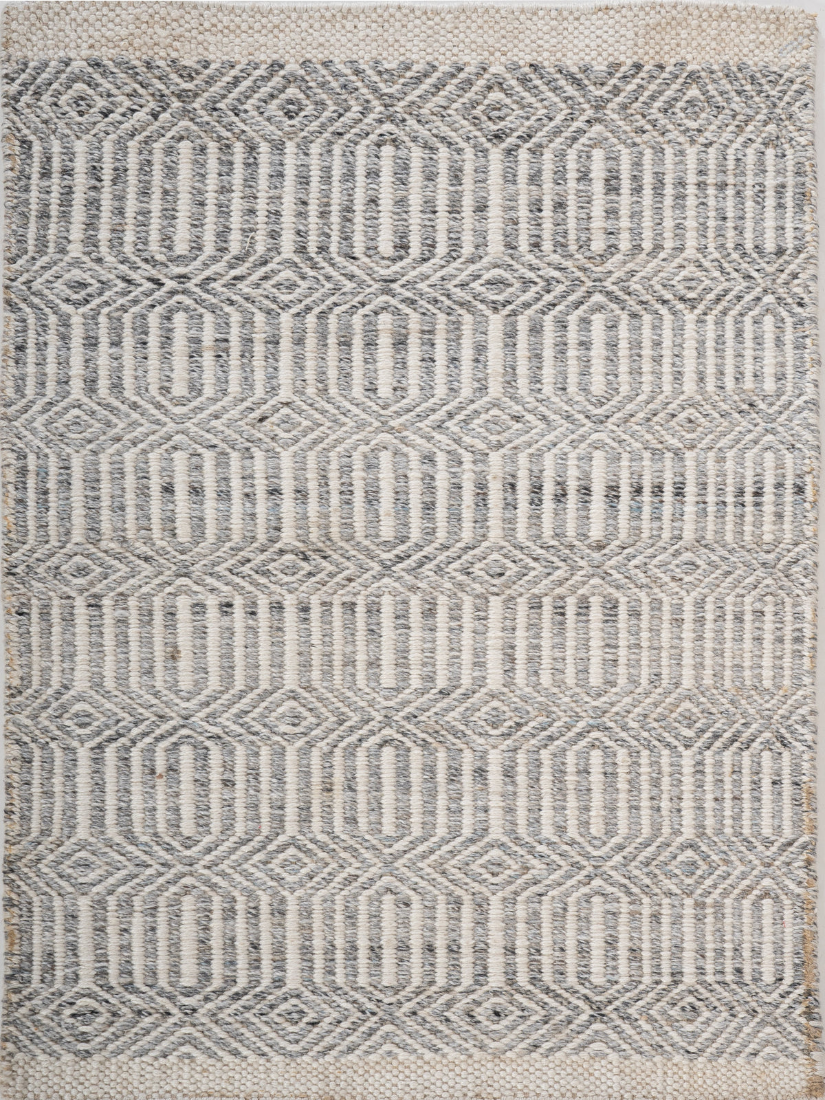 Graphite Geometry wool rug in grey tones