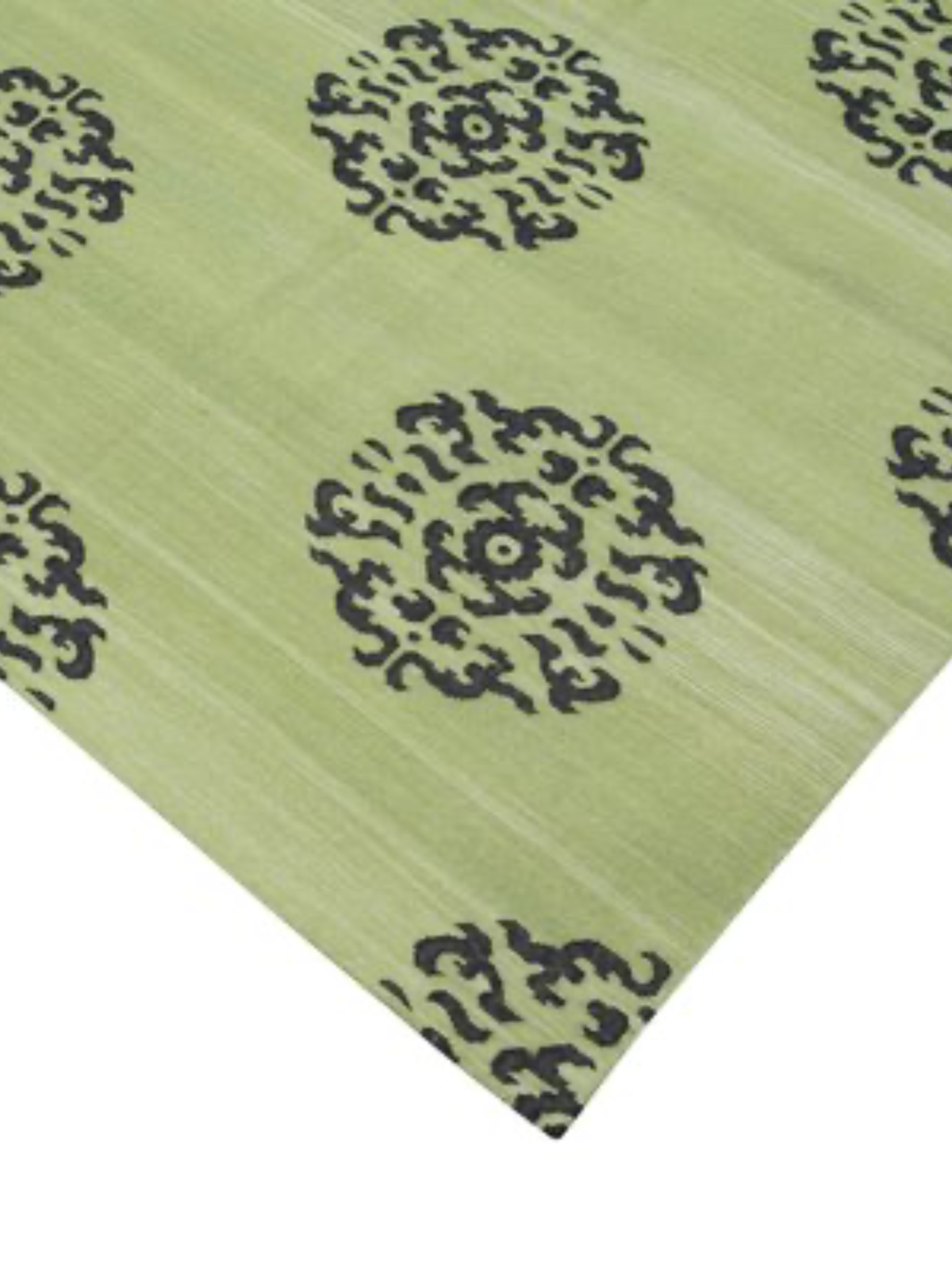 Green Medallion Cotton Rug close-up showing the cotton weave and traditional motif