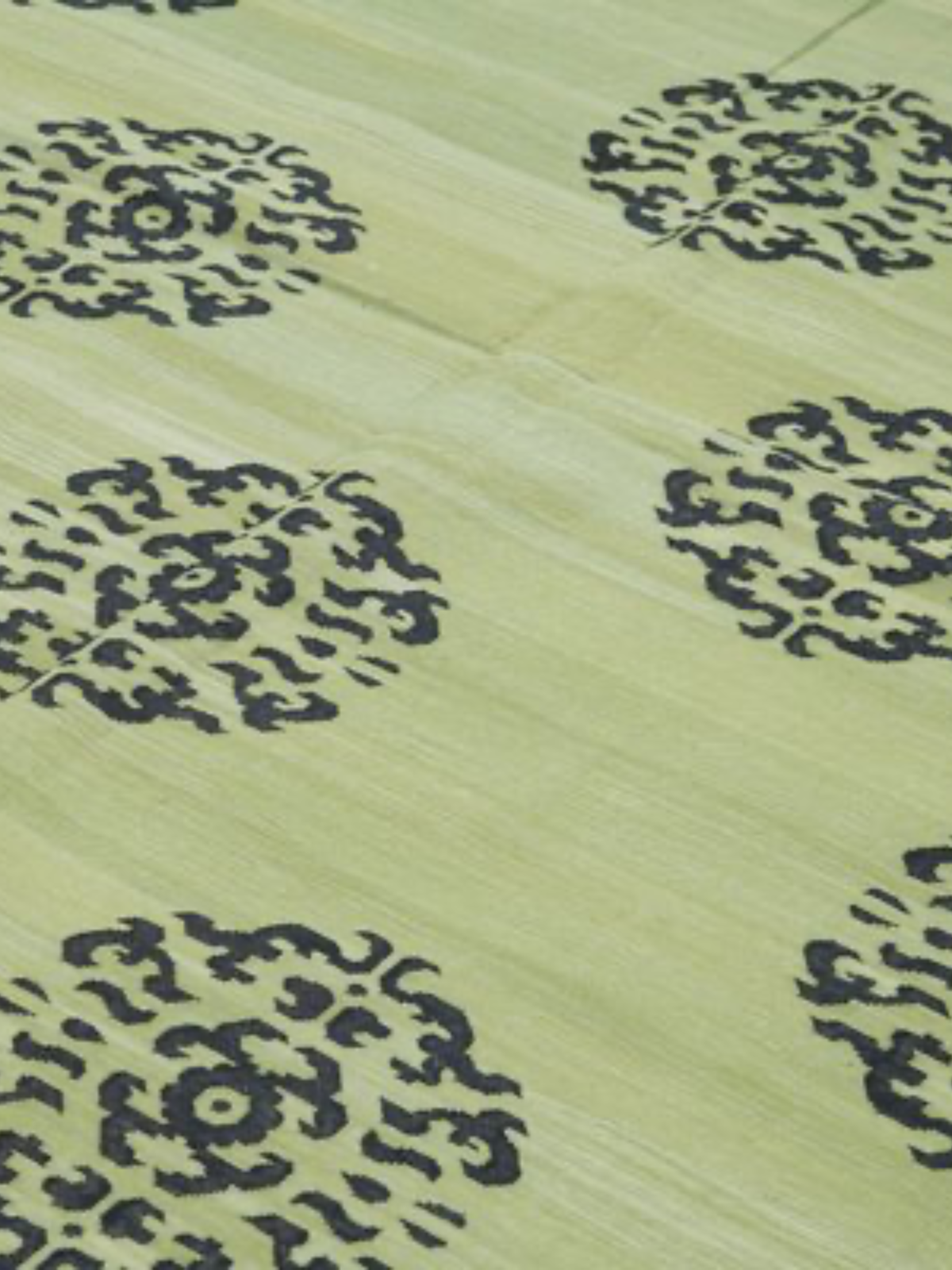 Green Medallion Cotton Rug detail of the traditional motif in cotton