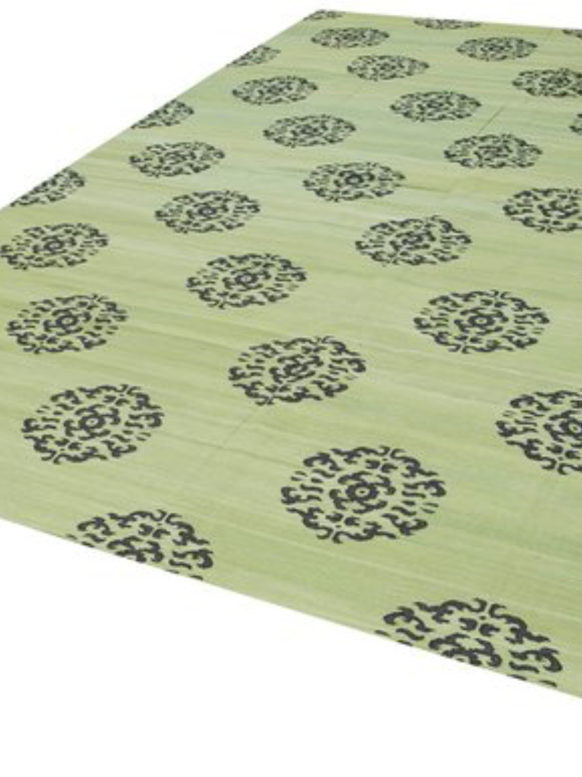 Green Medallion Cotton Rug cotton rug styled in a living room interior
