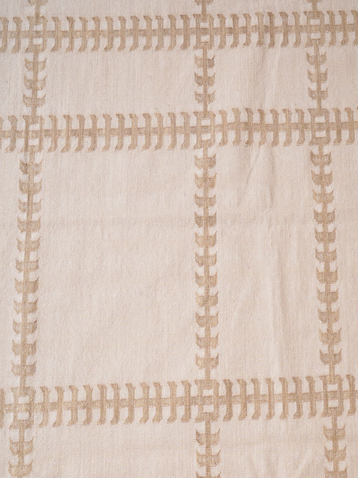 Gridline Flatweave Rug-Beige - texture detail showing cotton surface