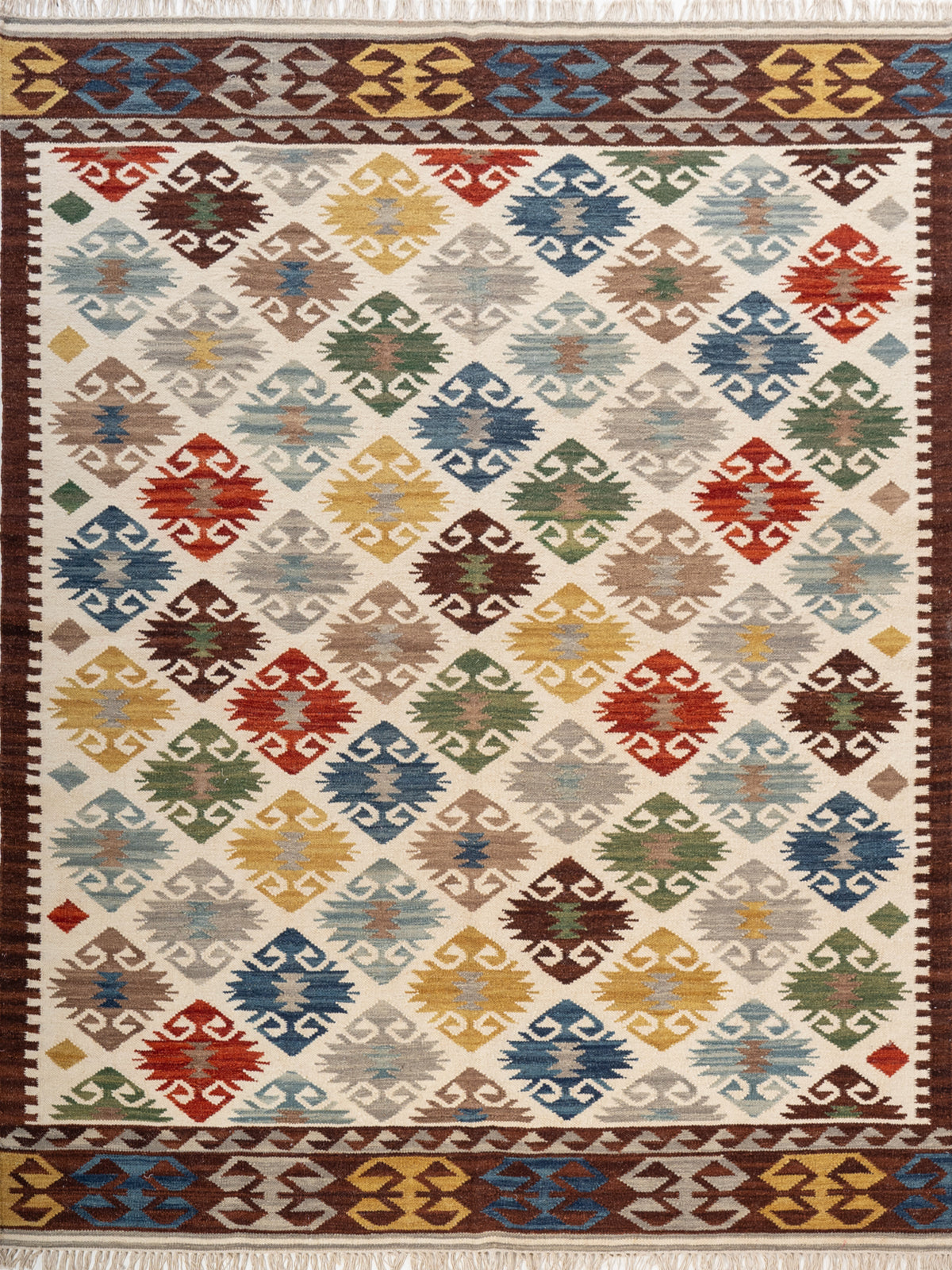 Harvest Mosaic Wool Rug wool rug in yellow tones
