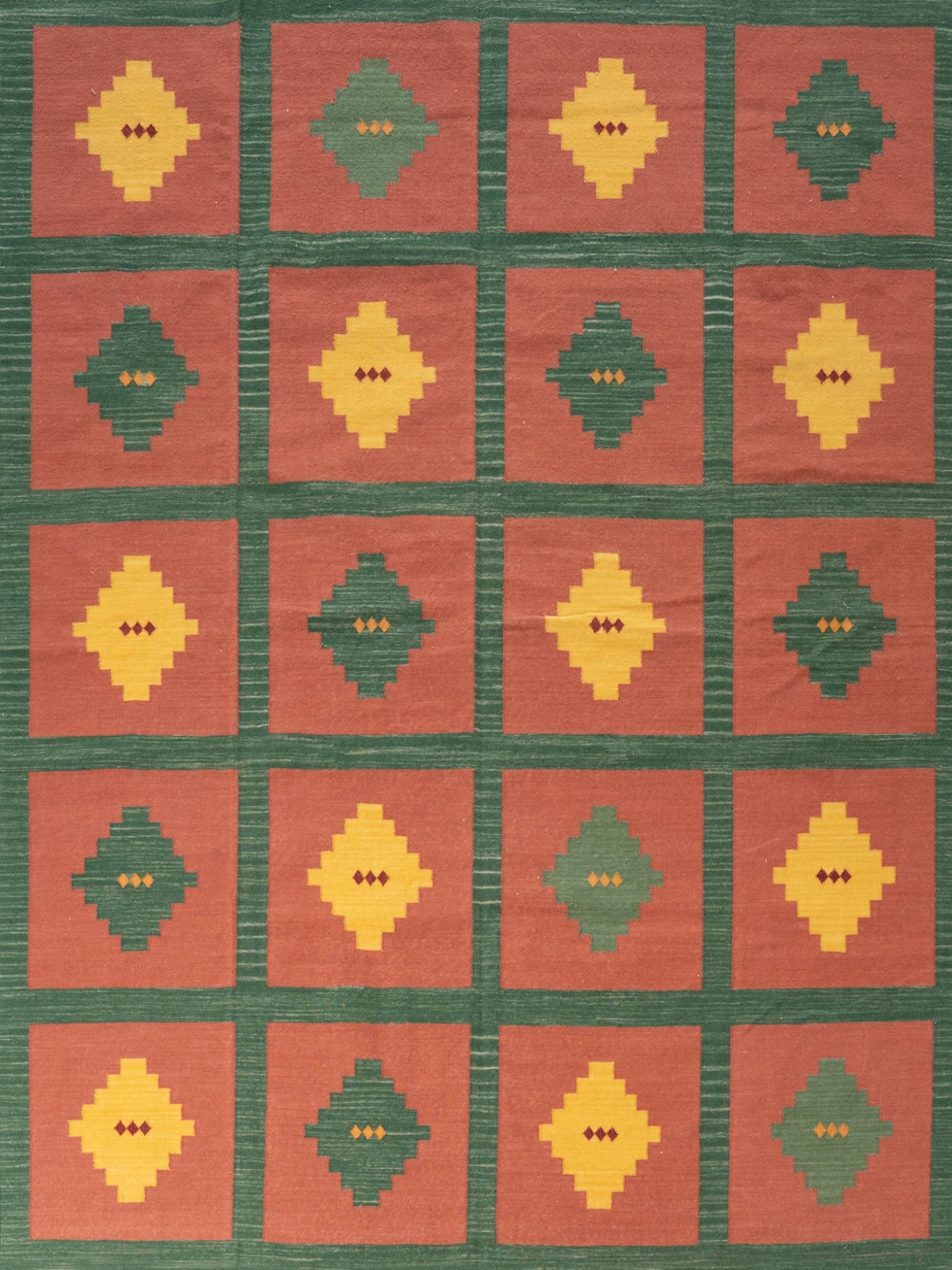Heritage Mosaic Flatweave Wool Rug wool rug in multicoloured tones