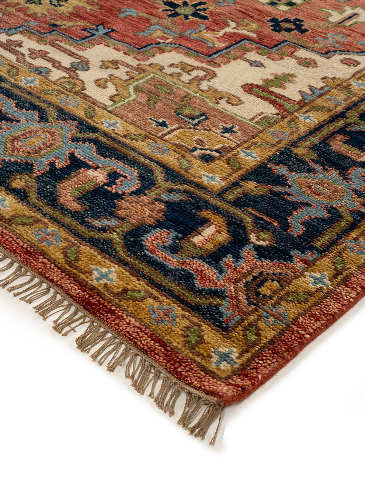 Imperial Medallion Wool Rug close-up showing the handspun wool weave and traditional motif