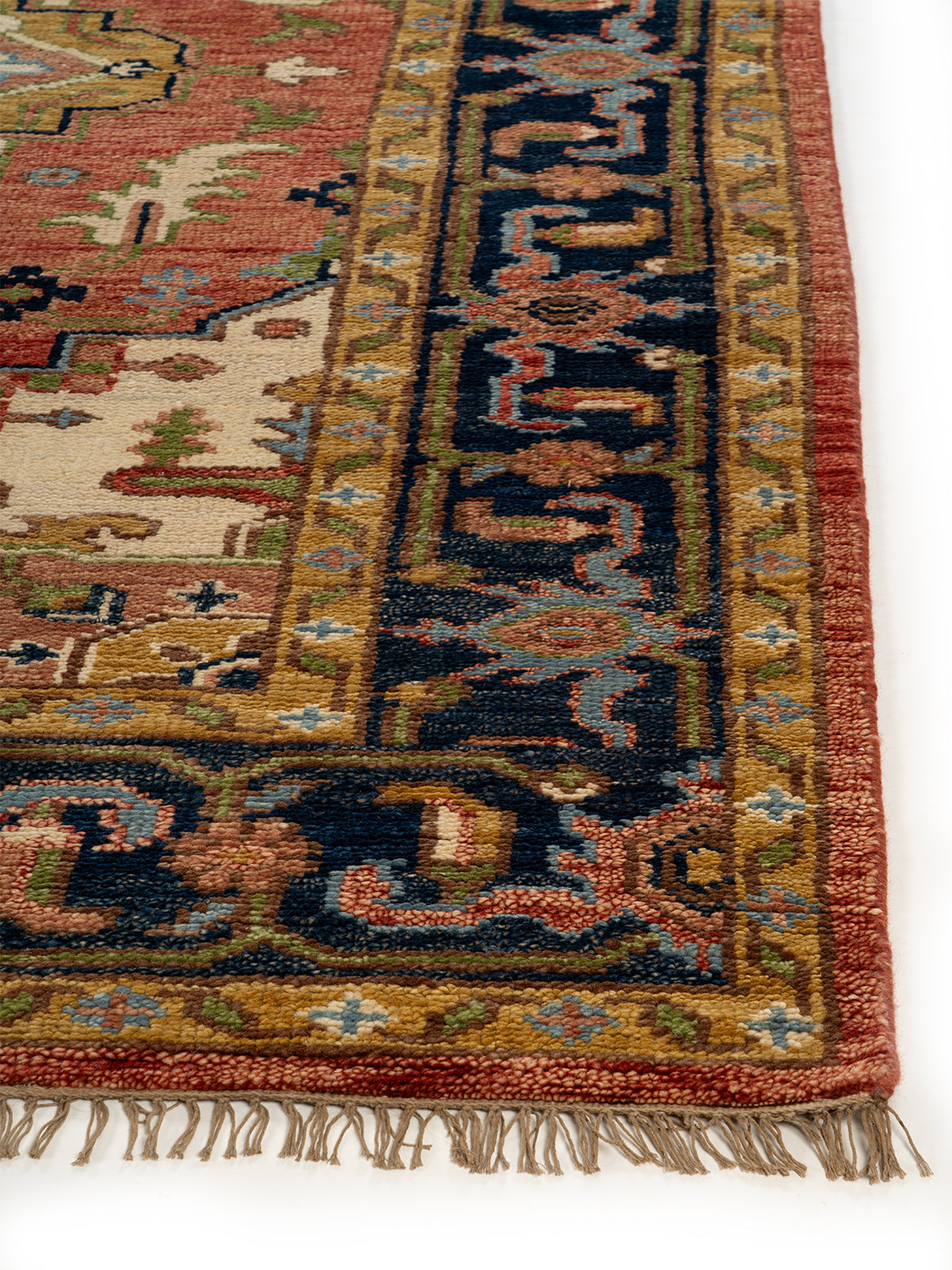 Imperial Medallion Wool Rug handspun wool rug styled in a living room interior