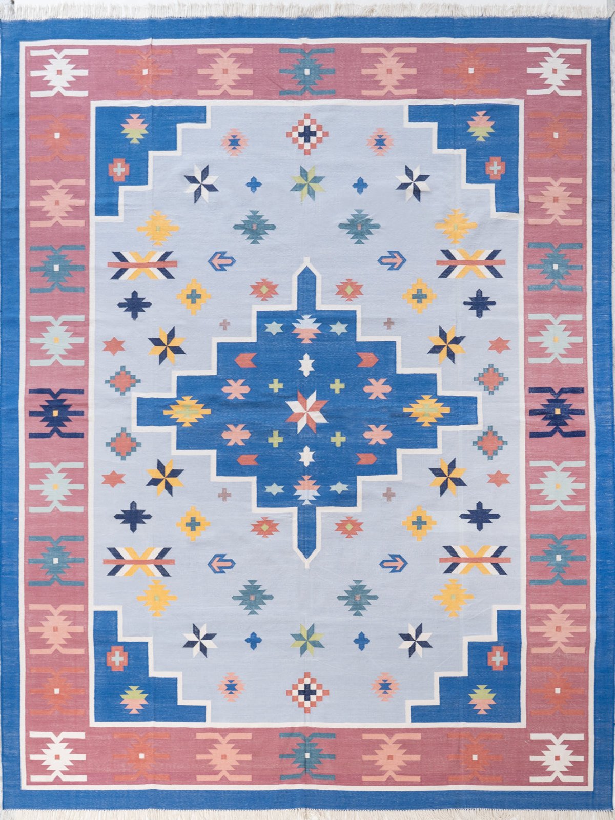 Indigo Heritage Vintage Dhurrie Rug cotton rug in blue tones