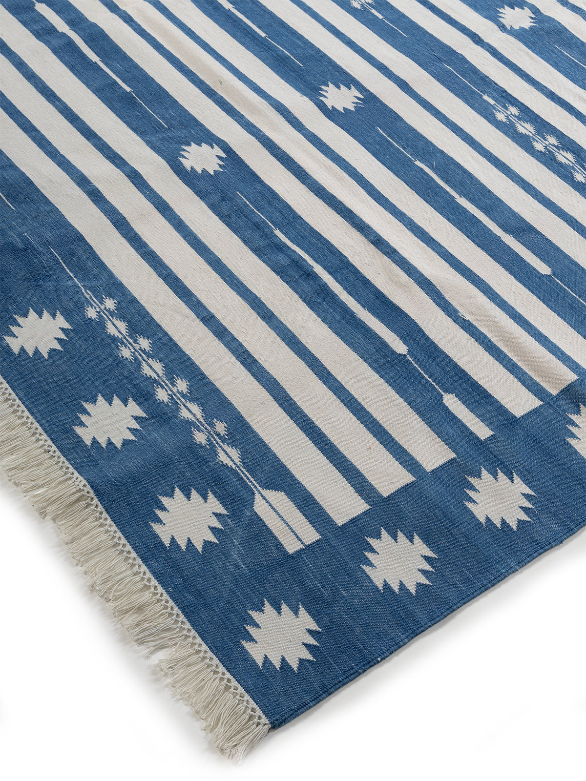 Indigo Horizon close-up showing the cotton weave and striped pattern