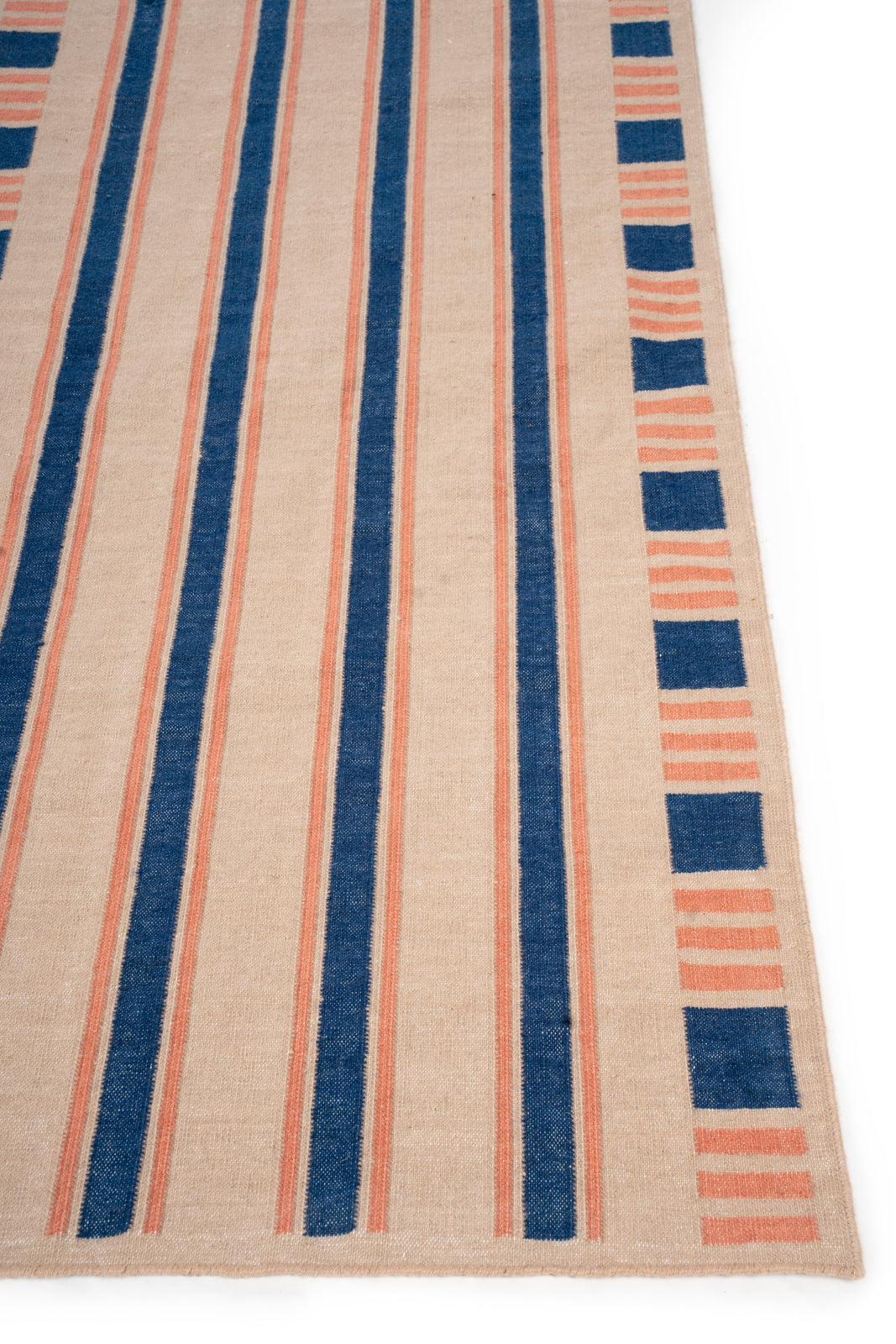Indigo Stripes Wool Runner - wool runner laid in a hallway view