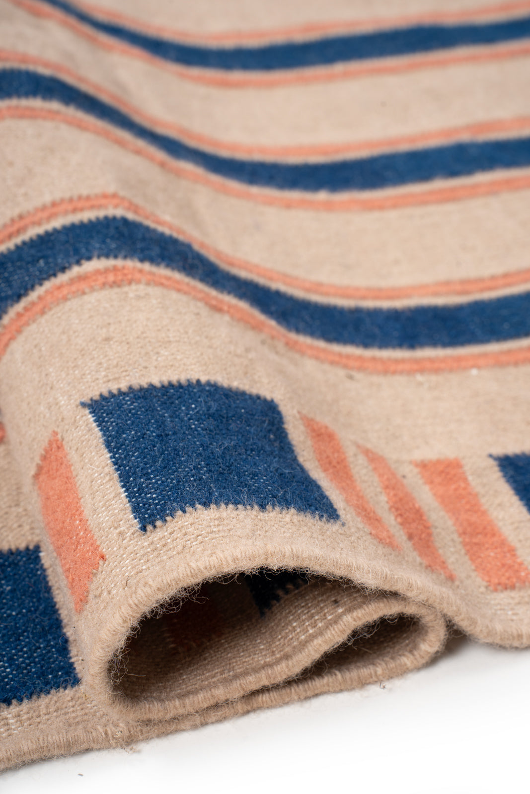 Indigo Stripes Wool Runner - wool runner laid in a hallway view