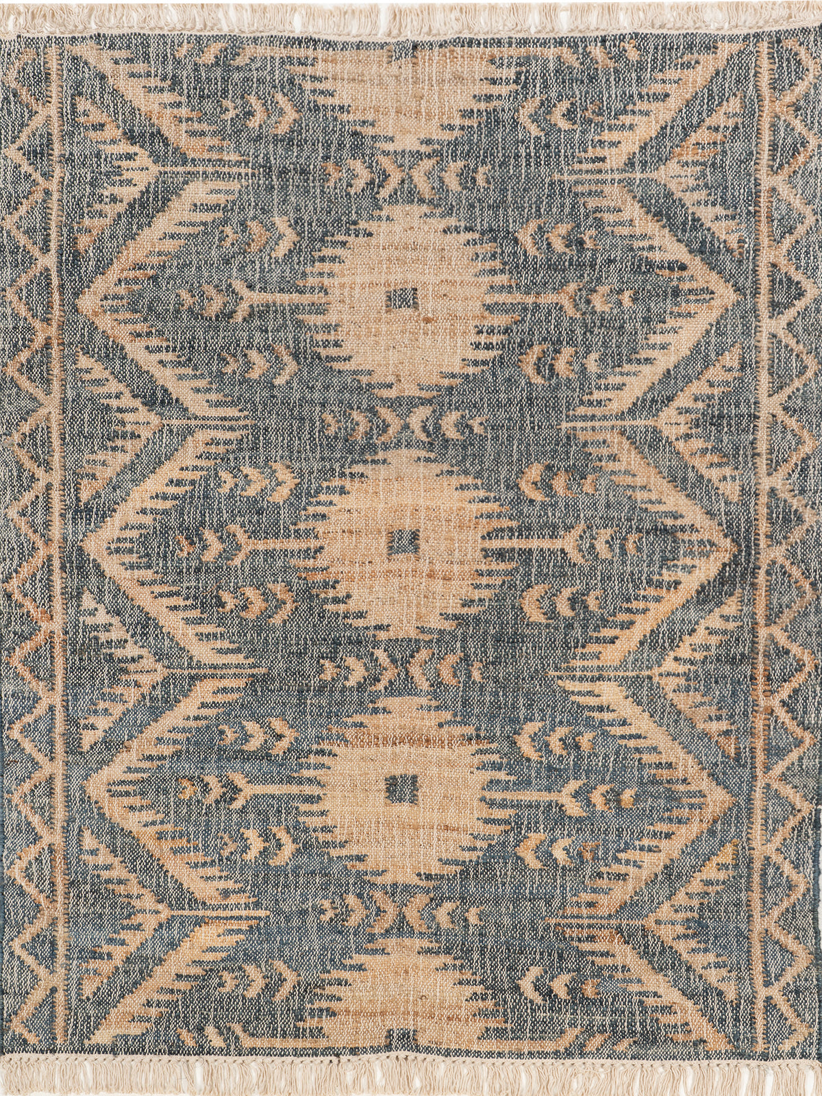 Indigo Tribal Diamond Jute Rug jute rug in blue tones