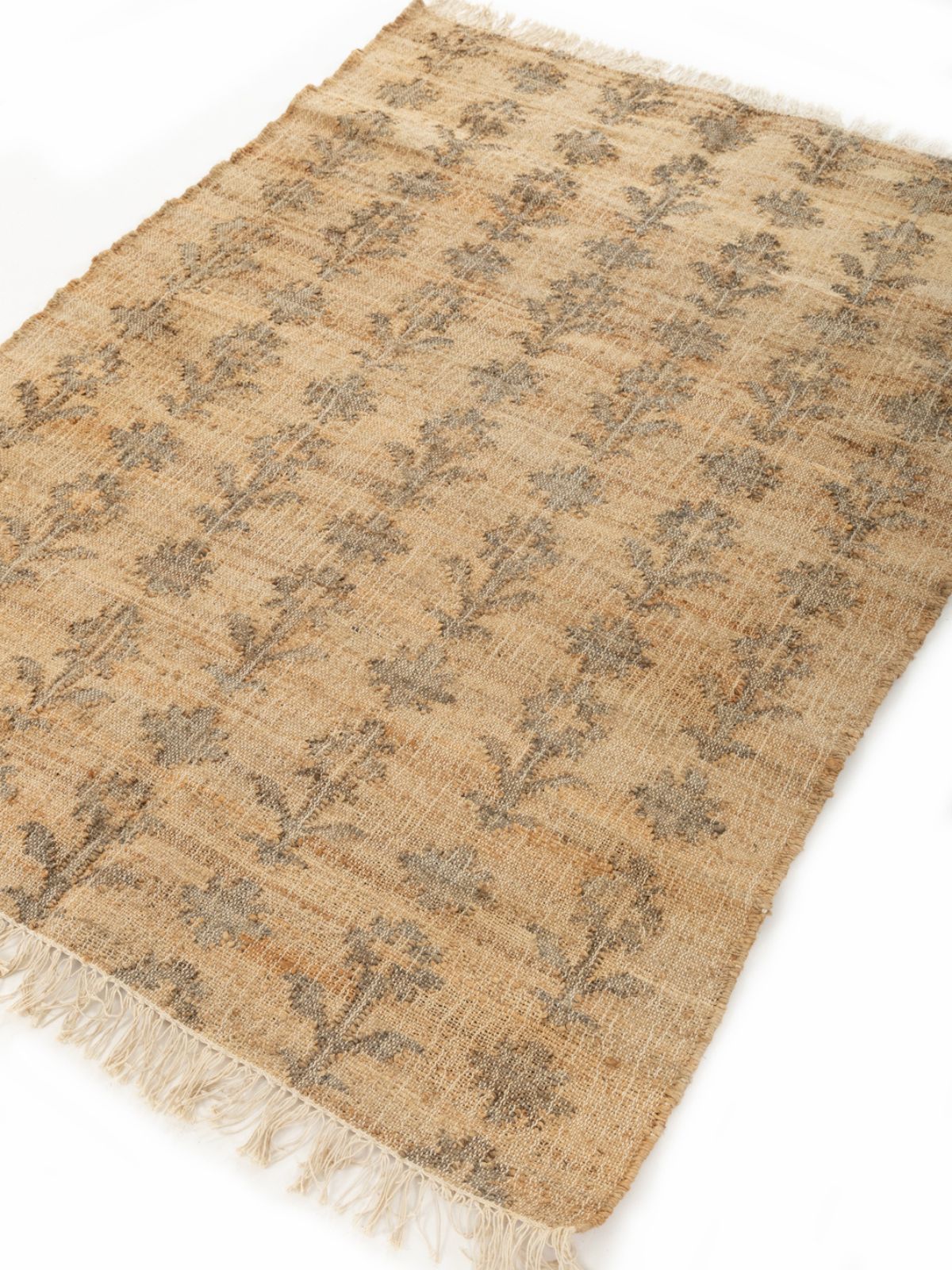 Inked florals Jute Rug - additional product view showing the jute rug
