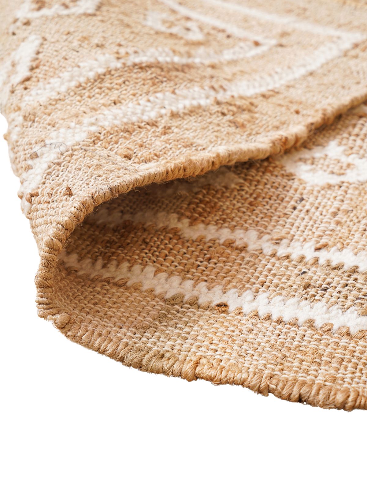 Ivory Diamond Sparkle Jute Rug detail of the geometric pattern in jute