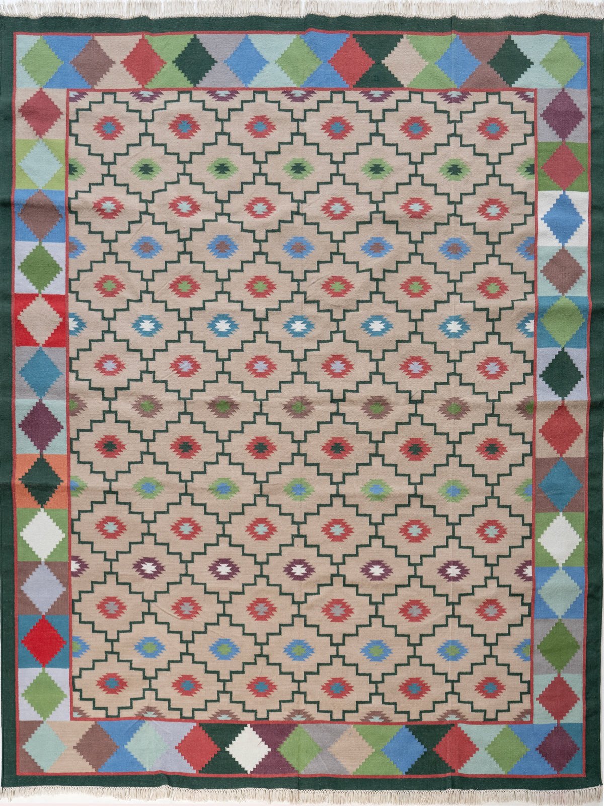 Jaisalmer Majesty Flatweave rug cotton rug in yellow tones