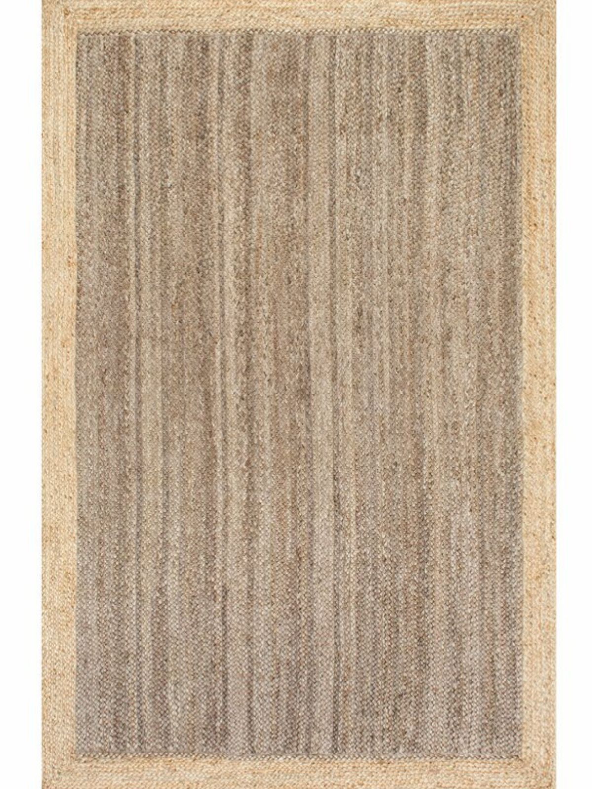 Juba jute bordered area rug-Brown jute rug in brown tones