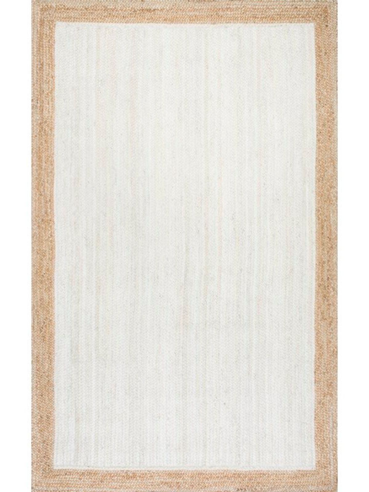 Juba jute bordered area rug-Ivory jute rug in neutral tones